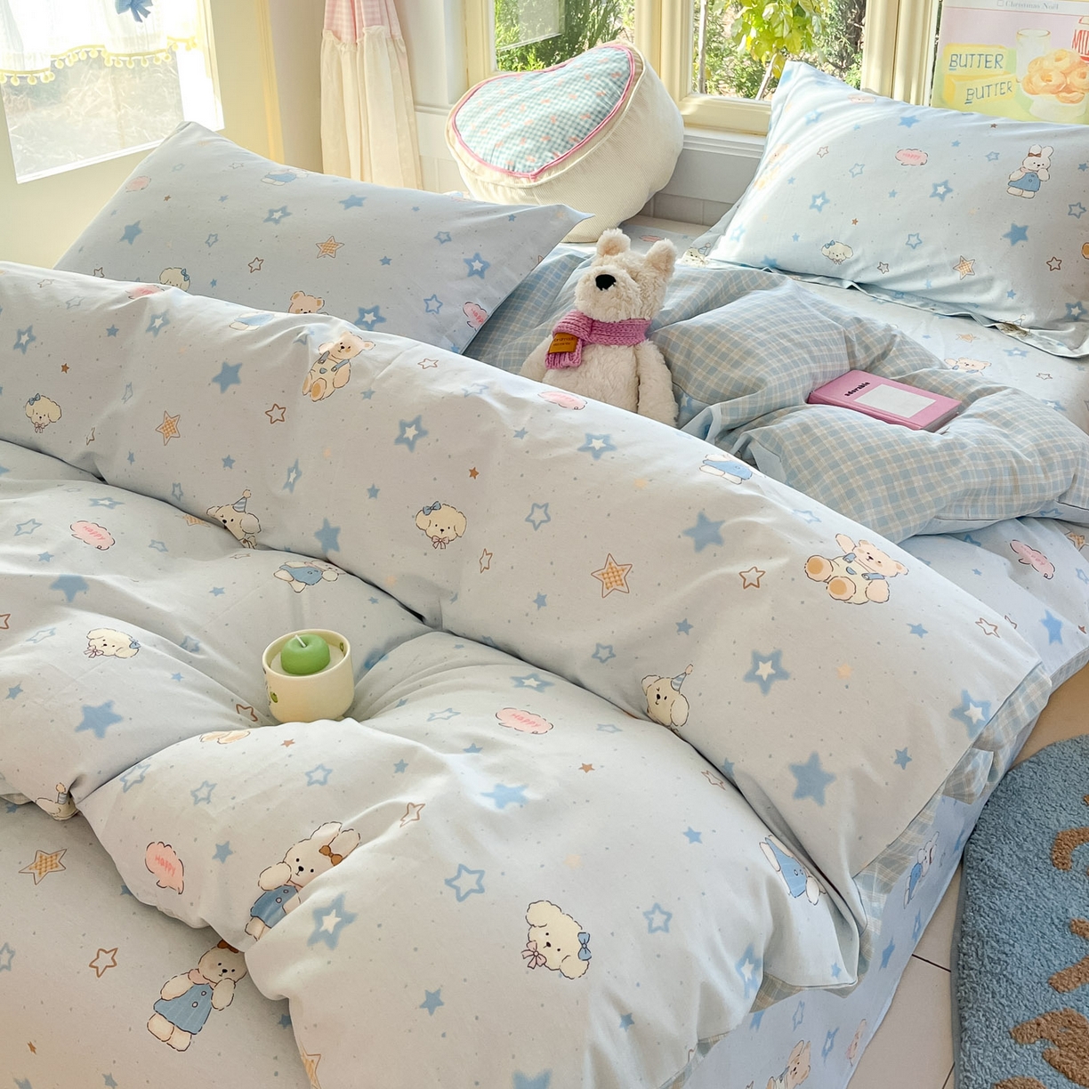 91家纺网 家纺一手货源 找家纺 莱通家纺 2026春夏新款全棉12868印花四件套单品系列-单被套 星星童话园