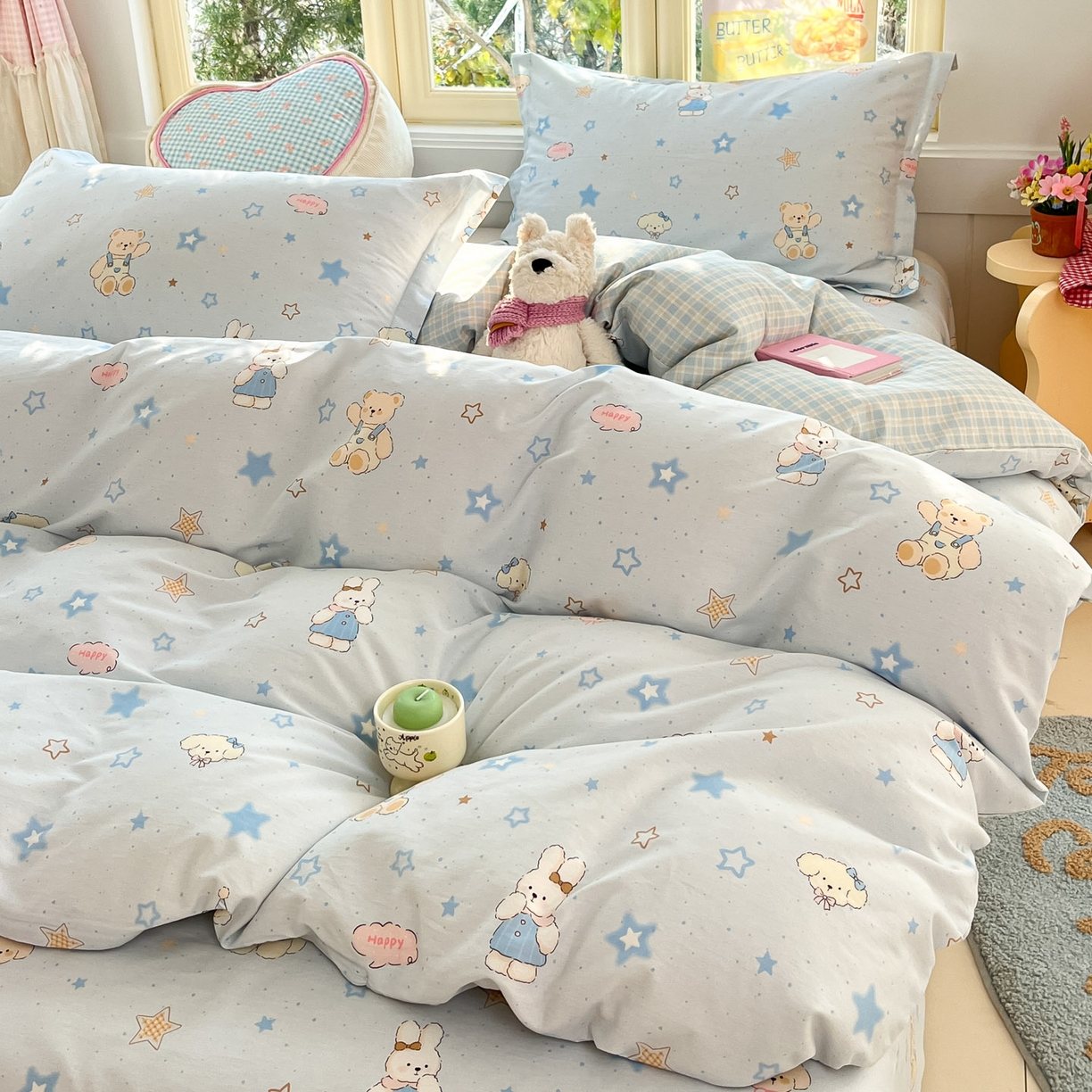 91家纺网 家纺一手货源 找家纺 莱通家纺 2026春夏新款全棉12868印花四件套单品系列-单被套 星星童话园