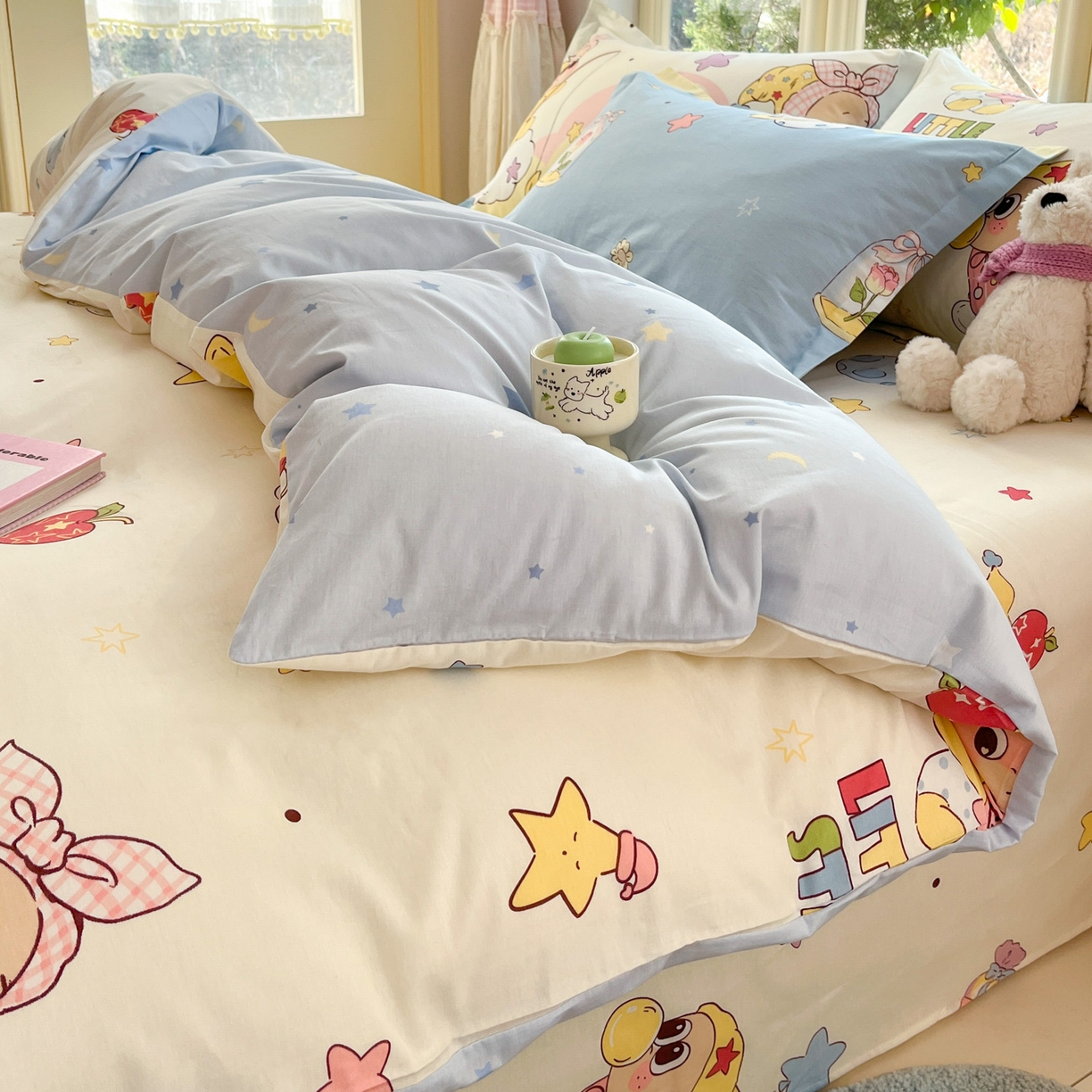 91家纺网 家纺一手货源 找家纺 莱通家纺 2026春夏新款全棉12868印花四件套单品系列-单被套 星星仔的梦