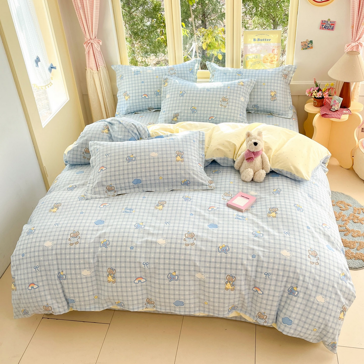 91家纺网 家纺一手货源 找家纺 莱通家纺 2026春夏新款全棉12868印花四件套单品系列-单被套 云朵象宝