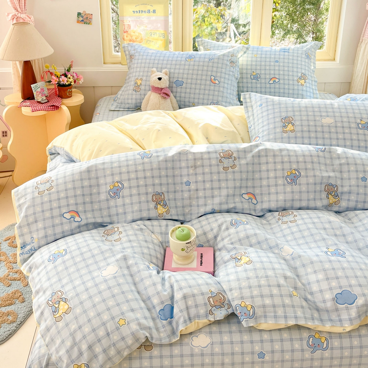 91家纺网 家纺一手货源 找家纺 莱通家纺 2026春夏新款全棉12868印花四件套单品系列-单被套 云朵象宝