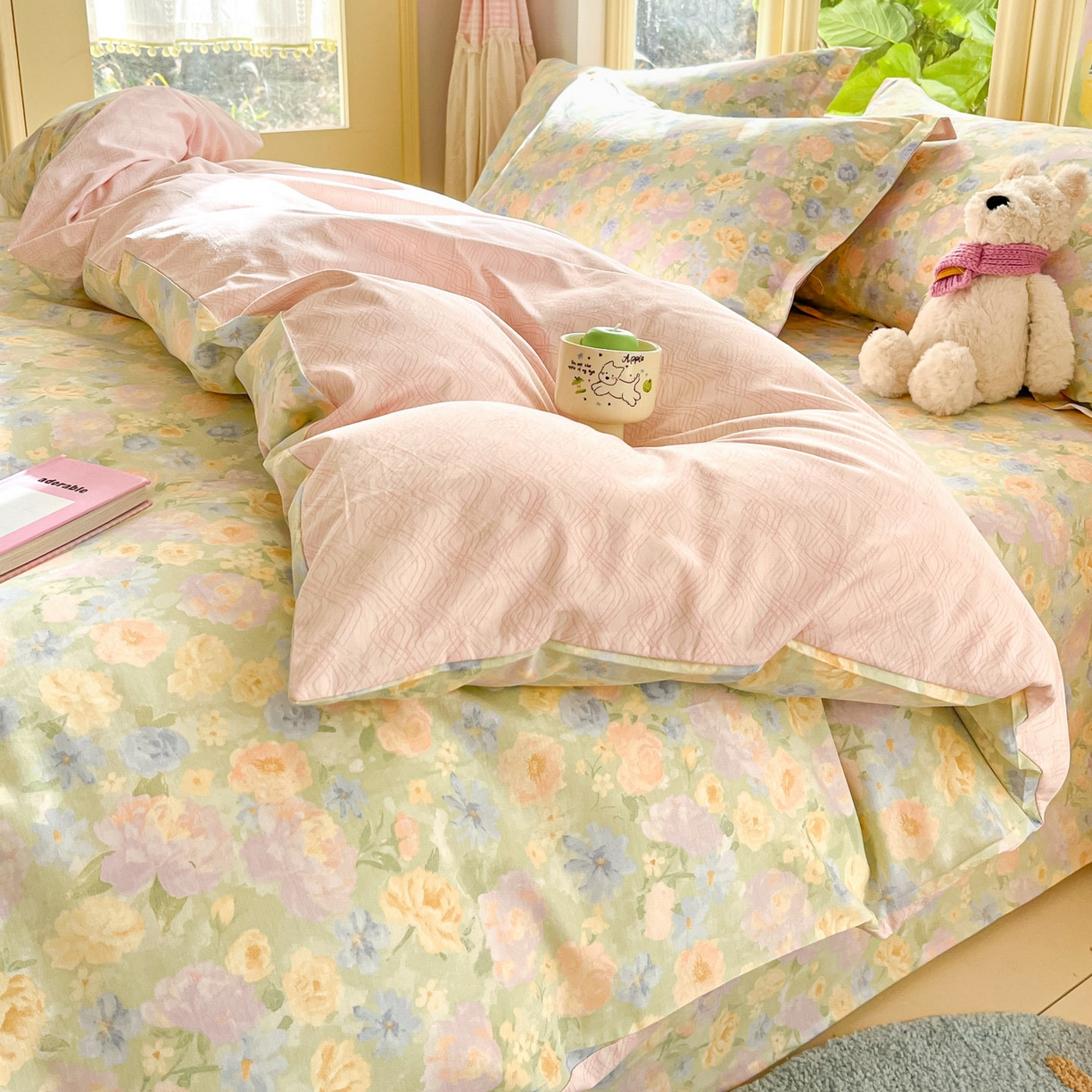 91家纺网 家纺一手货源 找家纺 莱通家纺 2026春夏新款全棉12868印花四件套单品系列-单被套 栀子花语