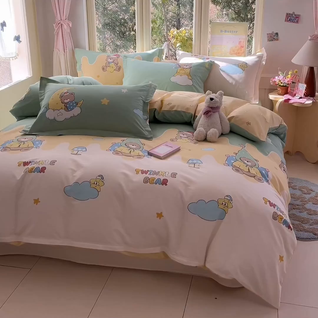 91家纺网 家纺一手货源 找家纺 （总）莱通家纺 2026春夏新款全棉12868印花四件套单品系列-四件套