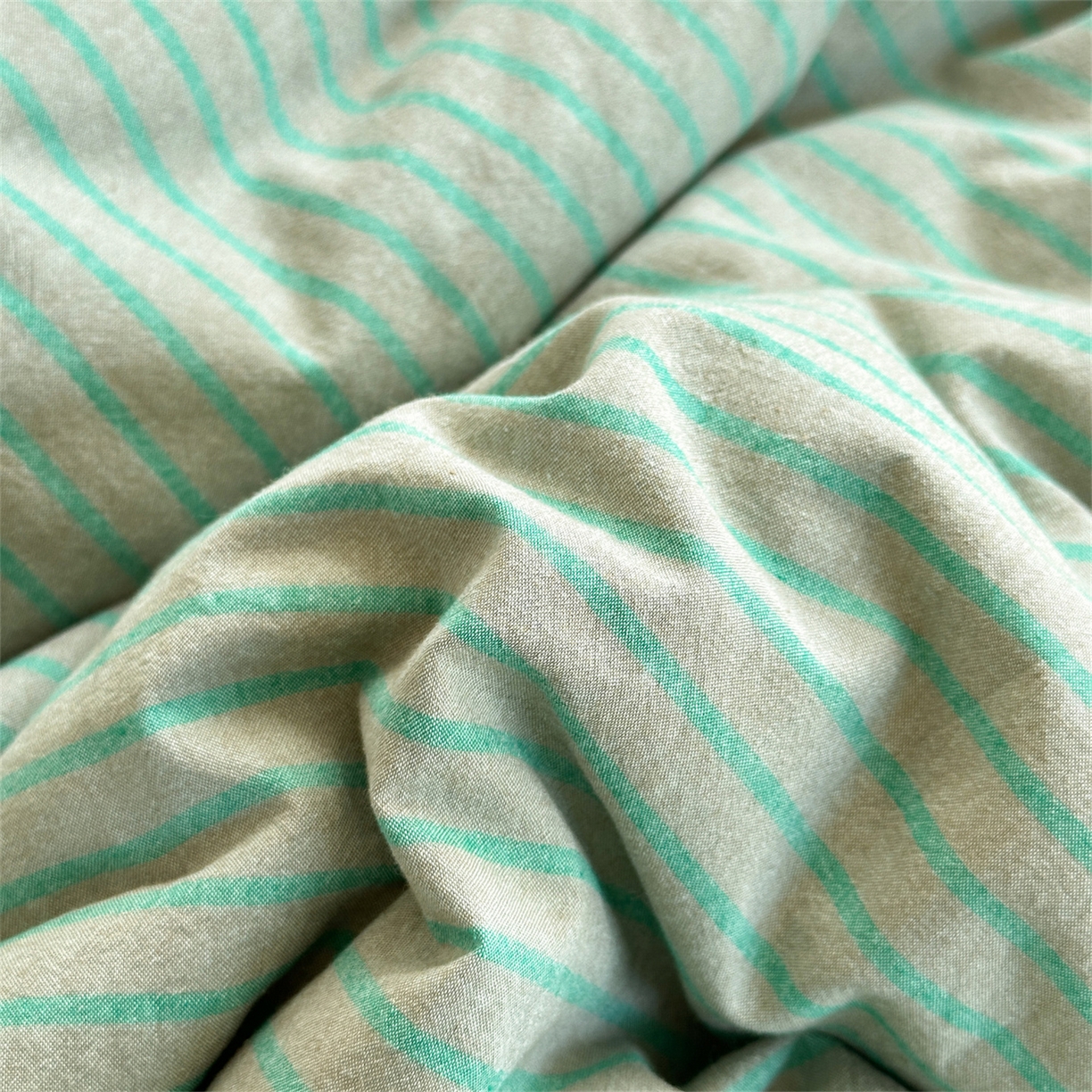 91家纺网 家纺一手货源 找家纺 被窝家纺 2026新款莫兰迪条纹水洗棉懒人被被子被芯 莫兰迪条纹-绿