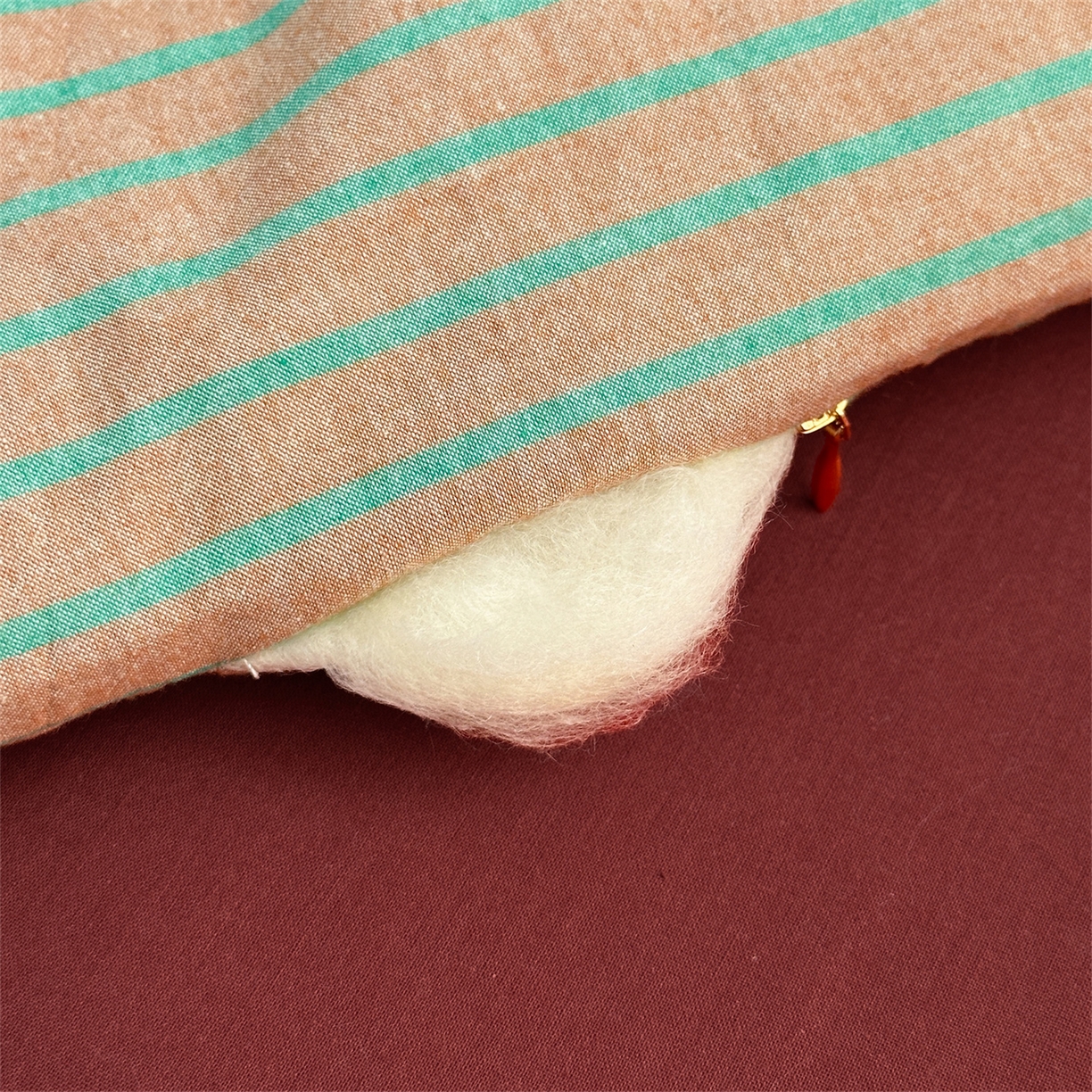 91家纺网 家纺一手货源 找家纺 被窝家纺 2026新款莫兰迪条纹水洗棉懒人被被子被芯 莫兰迪条纹-桔