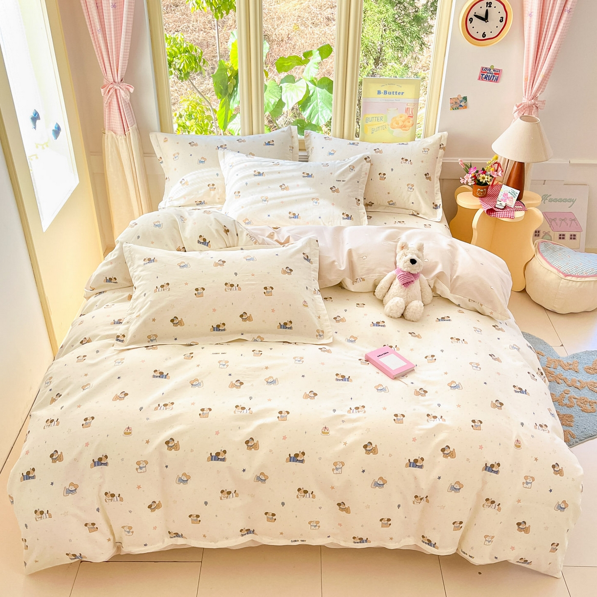 91家纺网 家纺一手货源 找家纺 莱通家纺 2026春夏新款全棉12868印花四件套单品系列-四件套 魔法小柴