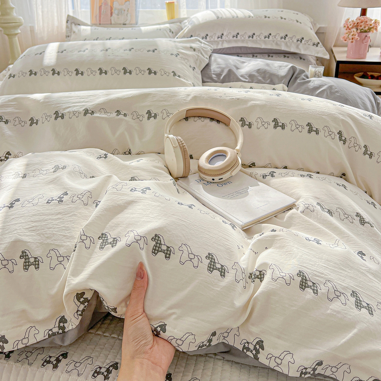 91家纺网 家纺一手货源 找家纺 （总）一比一家纺 2026新款亲肤舒适仿棉印花床盖四件套