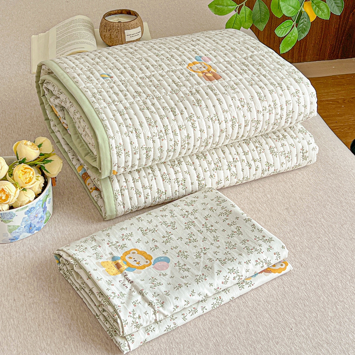 91家纺网 家纺一手货源 找家纺 一比一家纺 2026新款亲肤舒适仿棉印花床盖四件套 马戏团