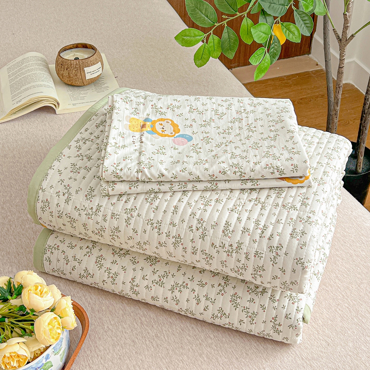 91家纺网 家纺一手货源 找家纺 一比一家纺 2026新款亲肤舒适仿棉印花床盖四件套 马戏团