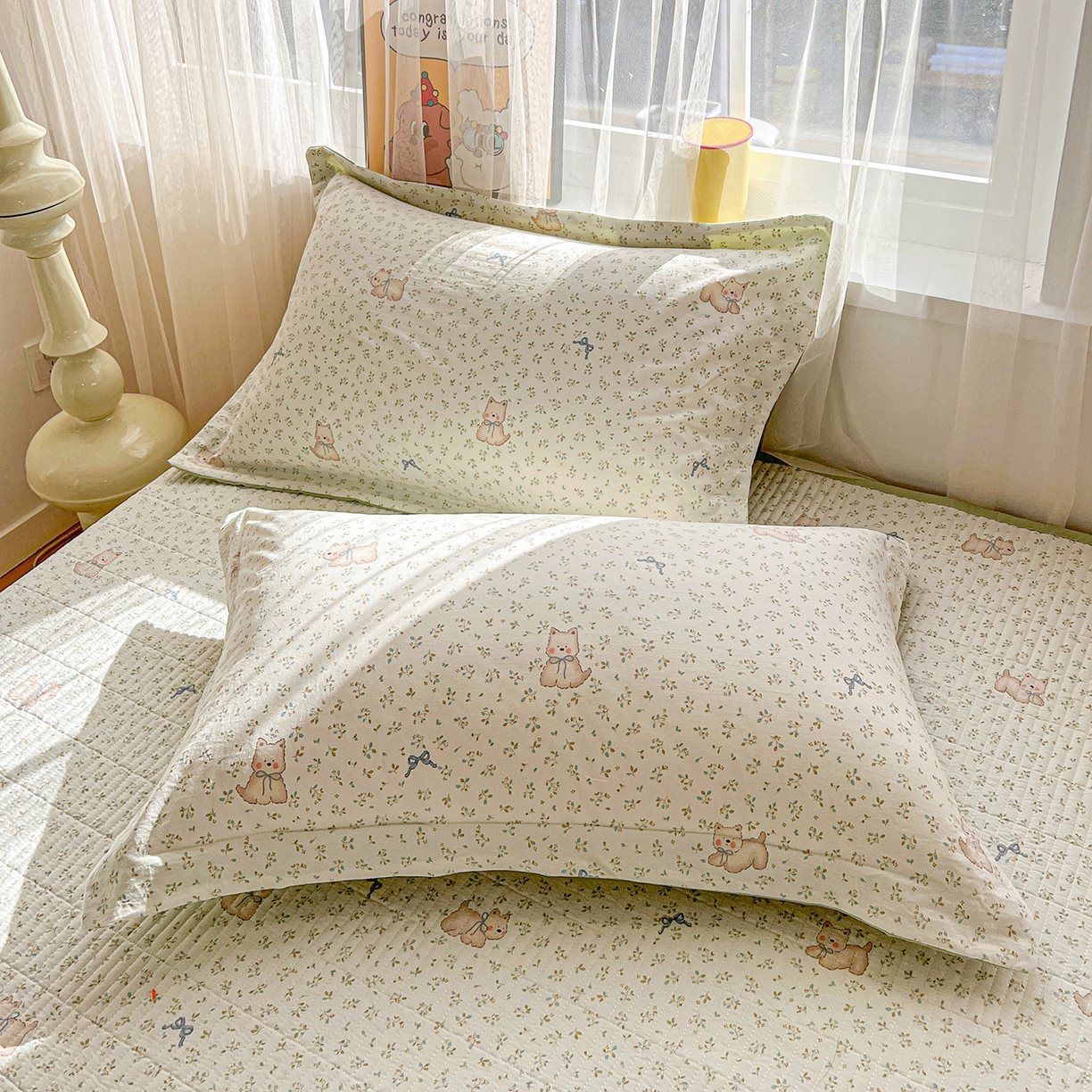 91家纺网 家纺一手货源 找家纺 一比一家纺 2026新款亲肤舒适仿棉印花床盖四件套 皮皮狗