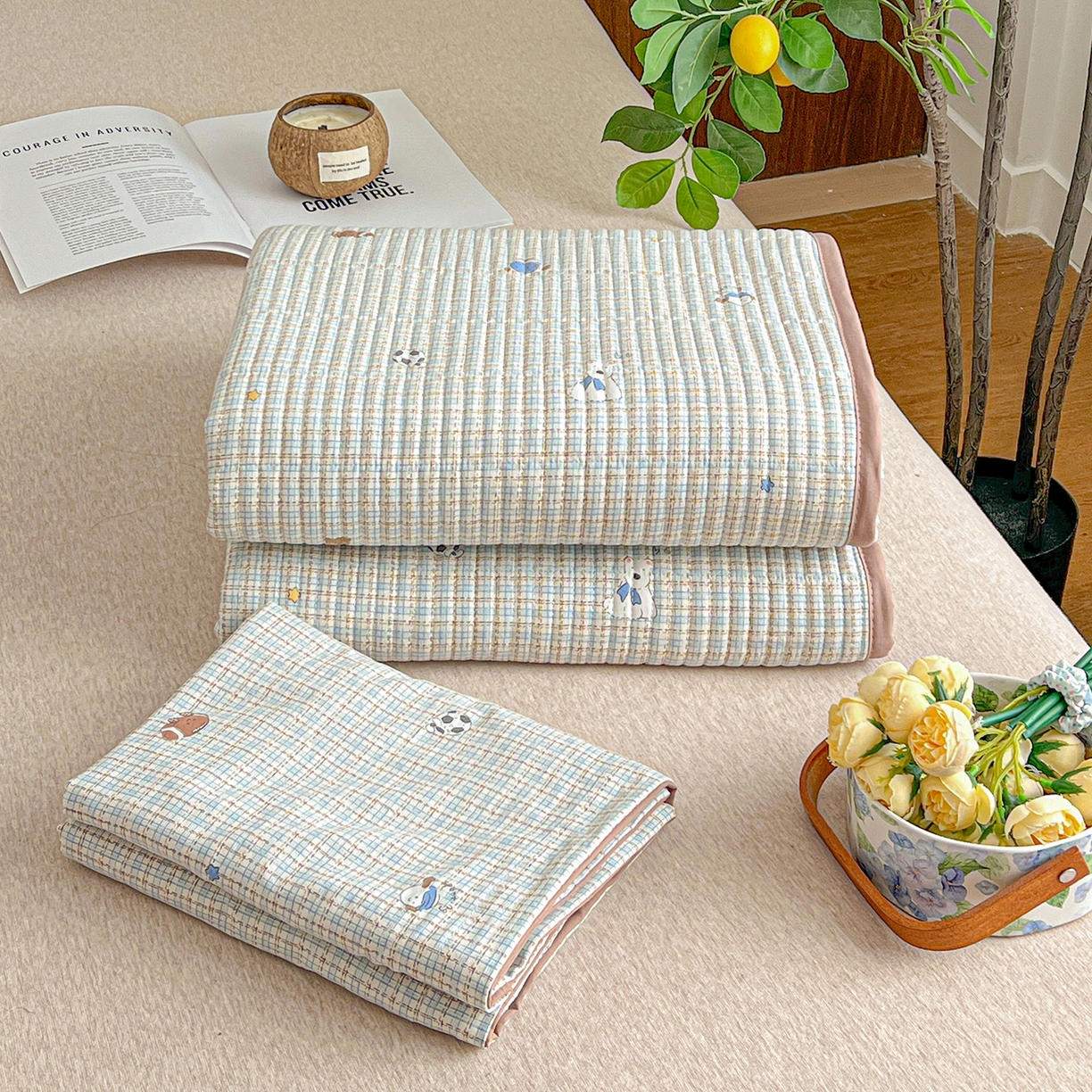 91家纺网 家纺一手货源 找家纺 一比一家纺 2026新款亲肤舒适仿棉印花床盖四件套 奇奇