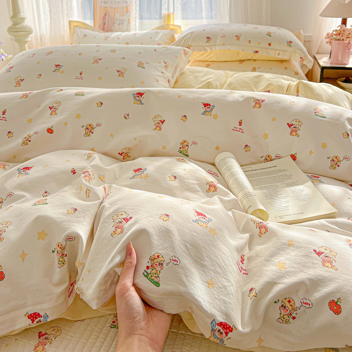 一比一家纺 2026新款亲肤舒适仿棉印花床盖四件套 圣诞夜
