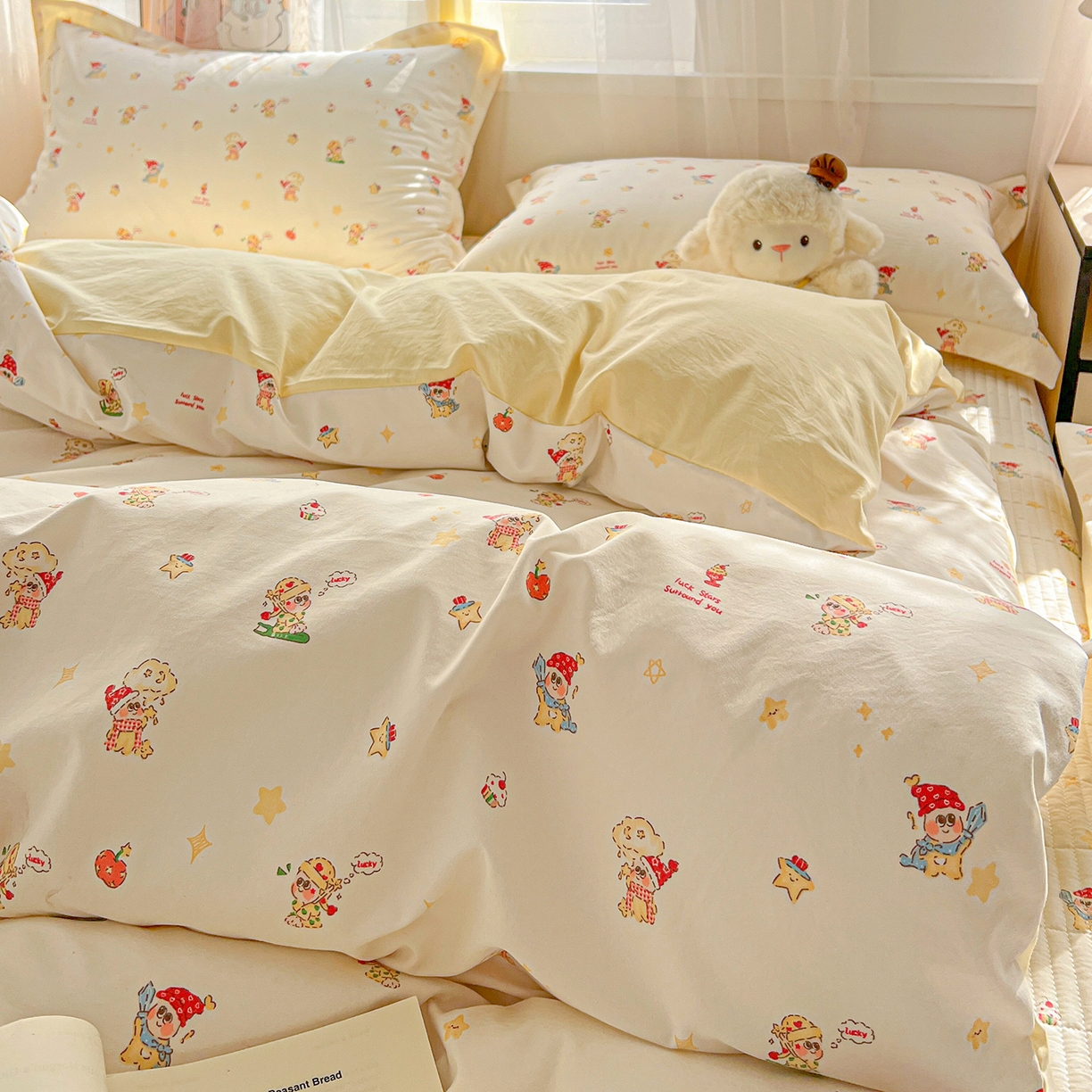 91家纺网 家纺一手货源 找家纺 一比一家纺 2026新款亲肤舒适仿棉印花床盖四件套 圣诞夜