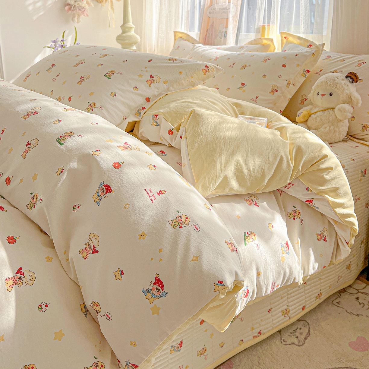 91家纺网 家纺一手货源 找家纺 一比一家纺 2026新款亲肤舒适仿棉印花床盖四件套 圣诞夜