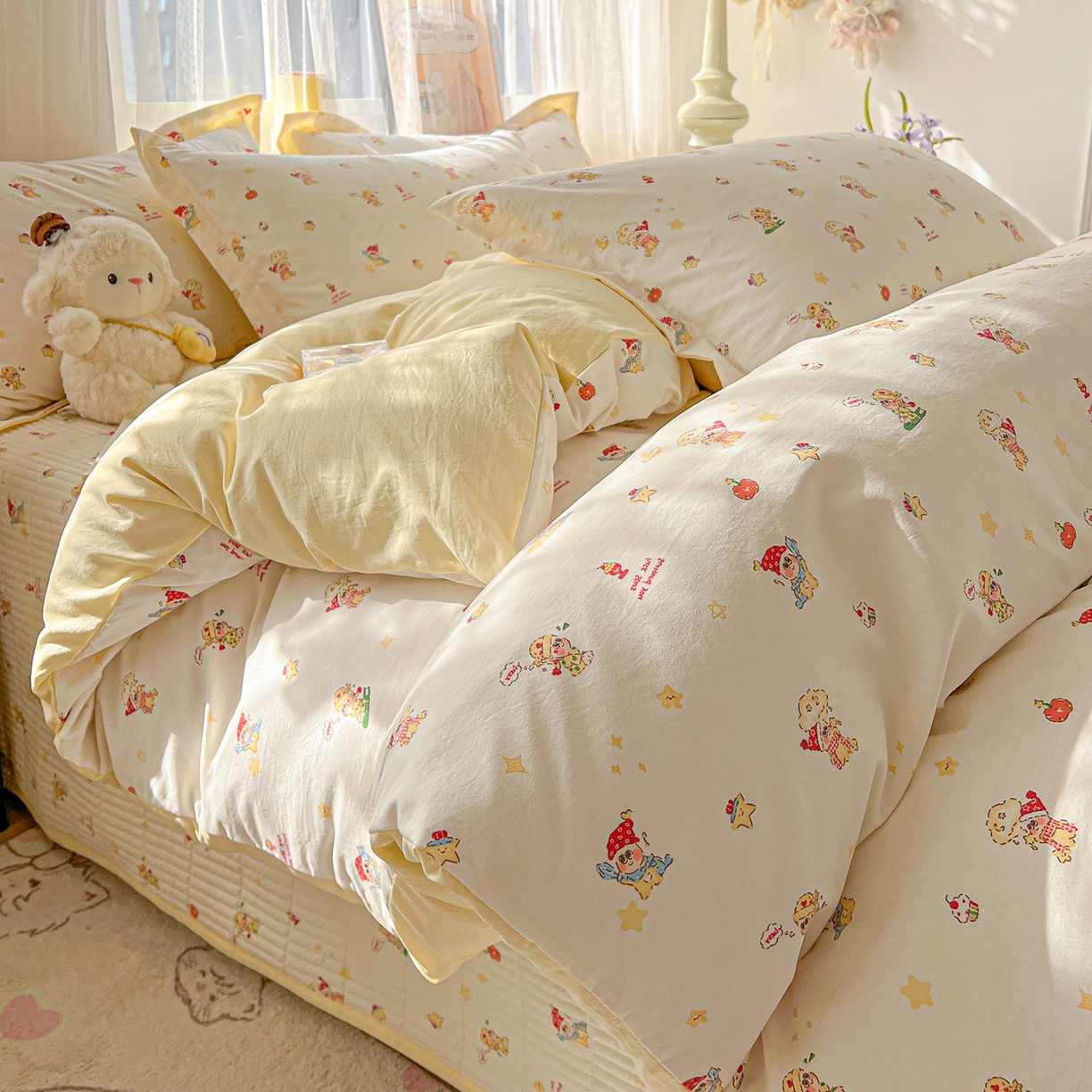 91家纺网 家纺一手货源 找家纺 一比一家纺 2026新款亲肤舒适仿棉印花床盖四件套 圣诞夜