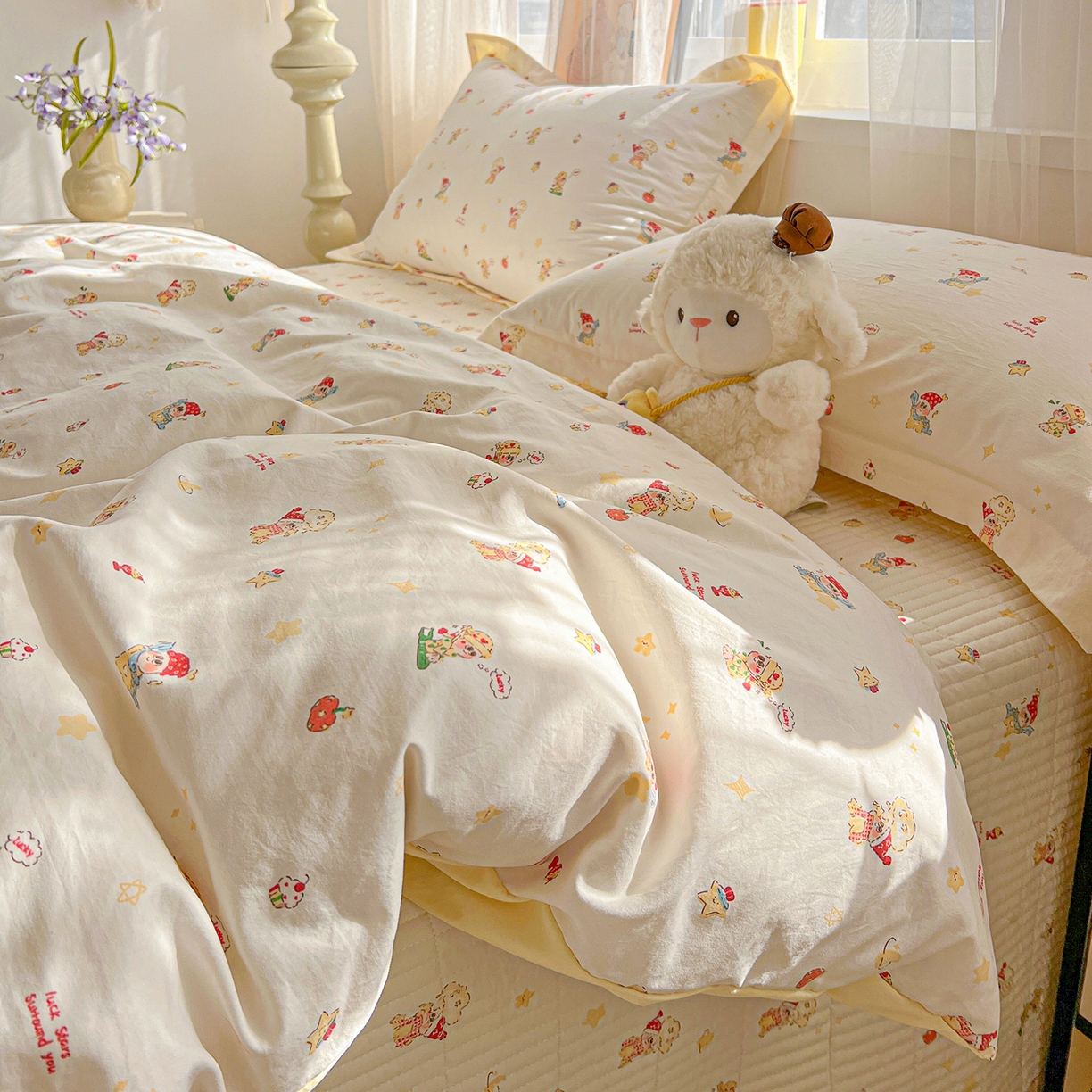 91家纺网 家纺一手货源 找家纺 一比一家纺 2026新款亲肤舒适仿棉印花床盖四件套 圣诞夜