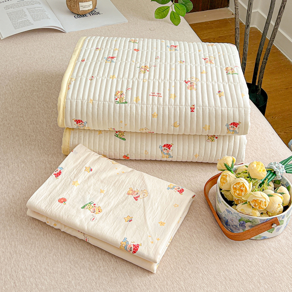 91家纺网 家纺一手货源 找家纺 一比一家纺 2026新款亲肤舒适仿棉印花床盖四件套 圣诞夜