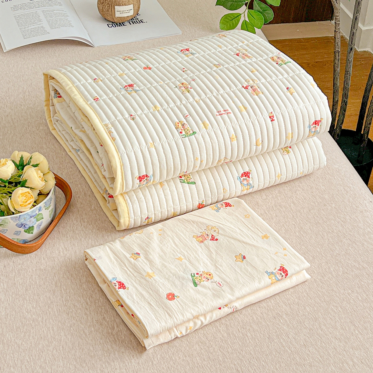 91家纺网 家纺一手货源 找家纺 一比一家纺 2026新款亲肤舒适仿棉印花床盖四件套 圣诞夜