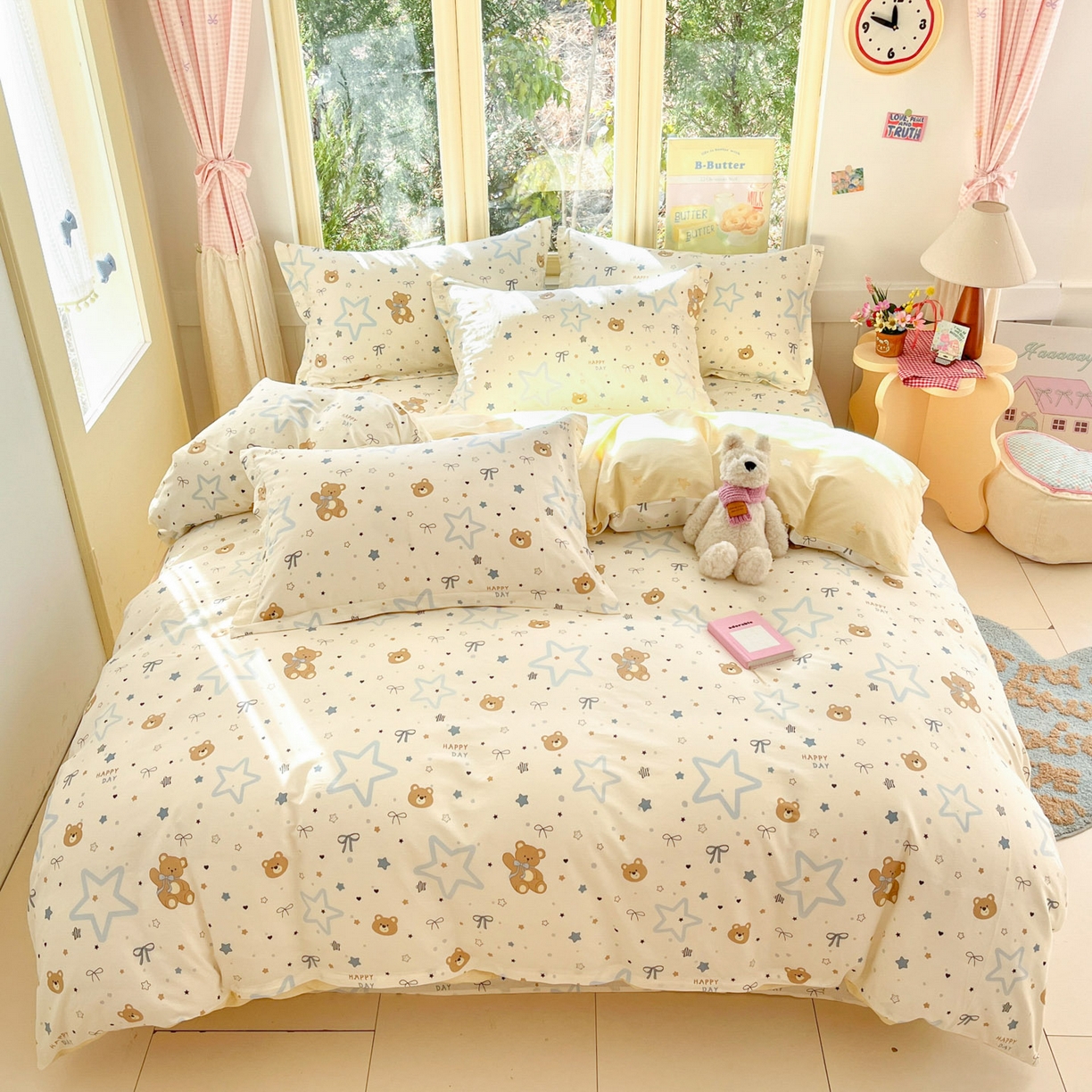 91家纺网 家纺一手货源 找家纺 莱通家纺 2026春夏新款全棉12868印花四件套单品系列-四件套 小熊天文馆