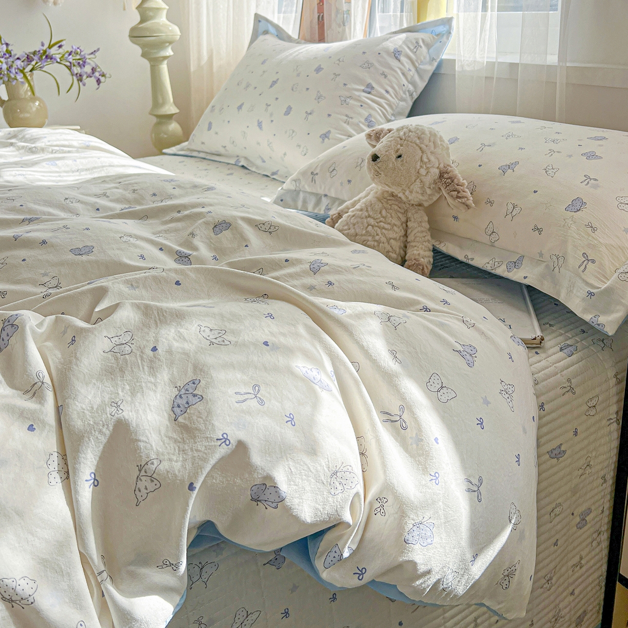 91家纺网 家纺一手货源 找家纺 一比一家纺 2026新款亲肤舒适仿棉印花床盖四件套 逐梦