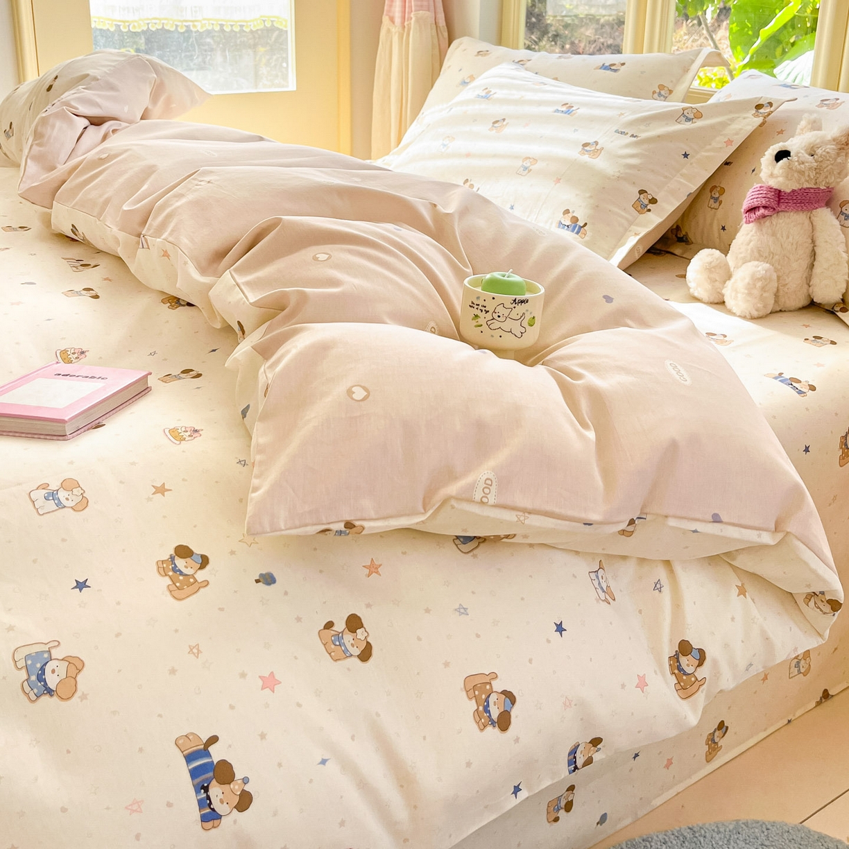 91家纺网 家纺一手货源 找家纺 莱通家纺 2026春夏新款全棉12868印花四件套单品系列-四件套 魔法小柴