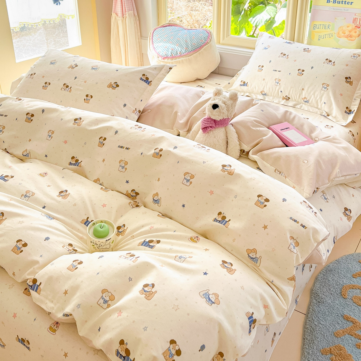 91家纺网 家纺一手货源 找家纺 莱通家纺 2026春夏新款全棉12868印花四件套单品系列-四件套 魔法小柴