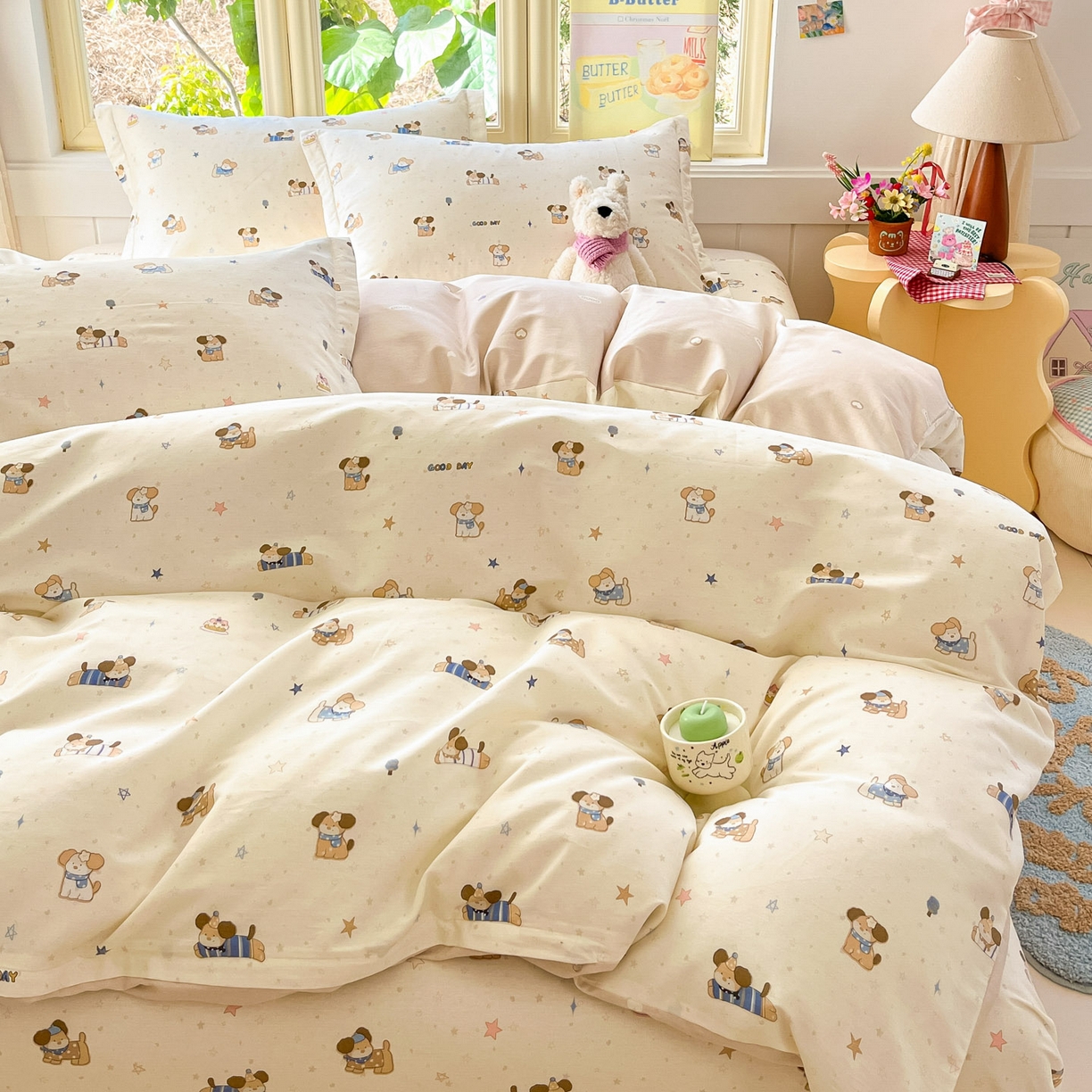 91家纺网 家纺一手货源 找家纺 莱通家纺 2026春夏新款全棉12868印花四件套单品系列-四件套 魔法小柴