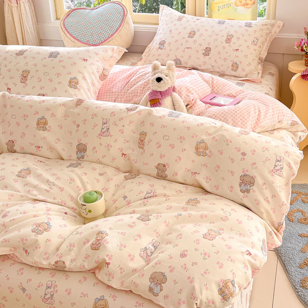 91家纺网 家纺一手货源 找家纺 莱通家纺 2026春夏新款全棉12868印花四件套单品系列-四件套 奶酪幼儿园