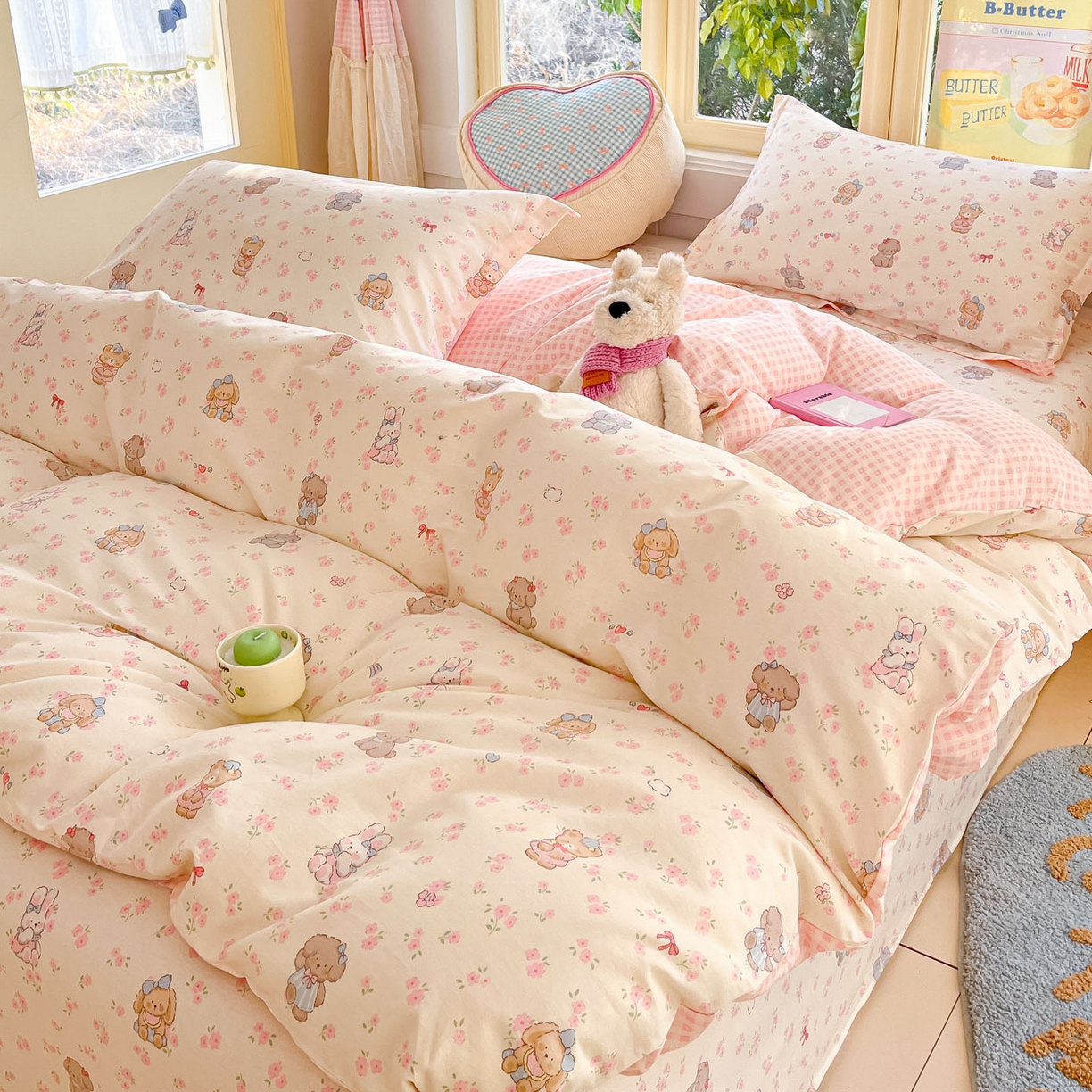 91家纺网 家纺一手货源 找家纺 莱通家纺 2026春夏新款全棉12868印花四件套单品系列-四件套 奶酪幼儿园