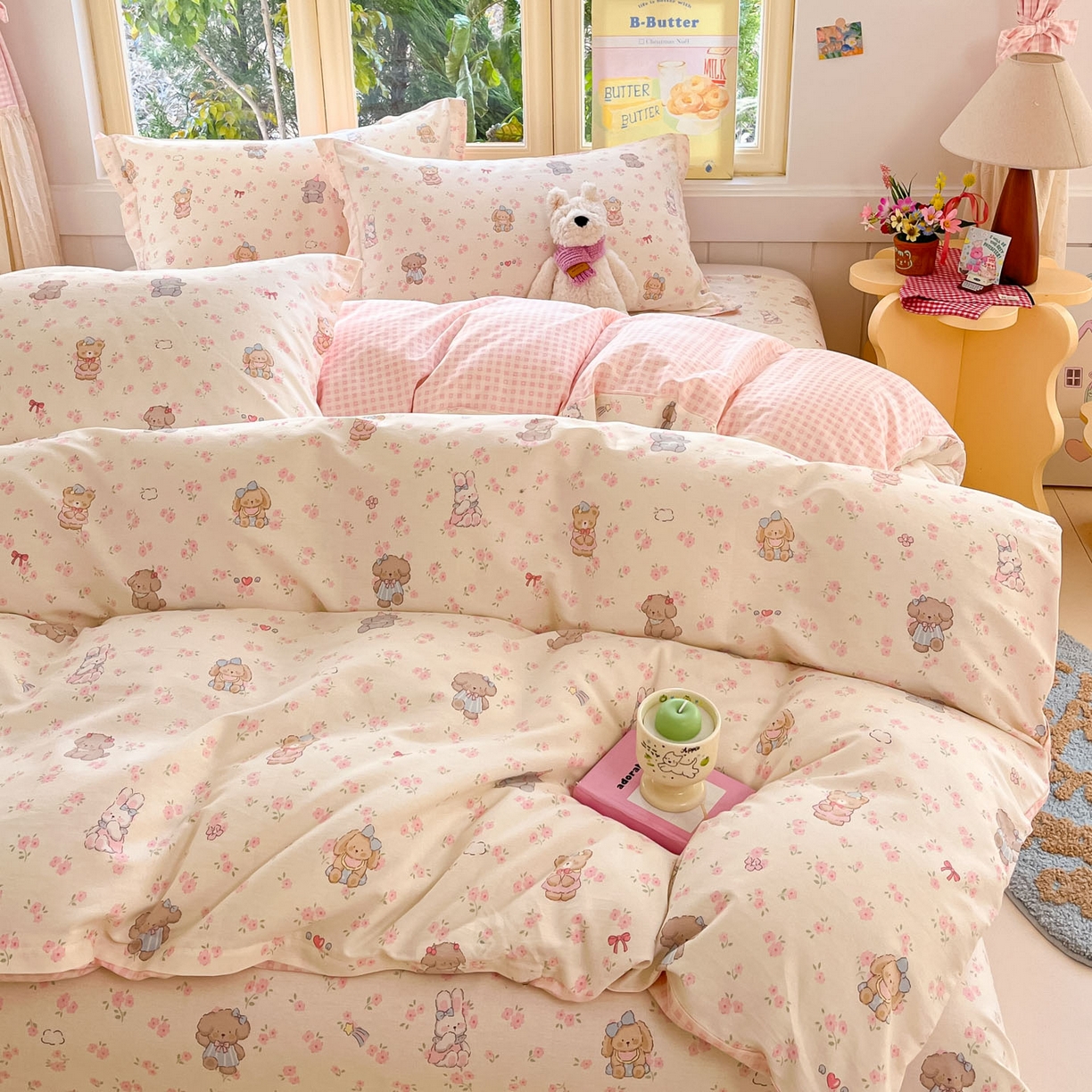 91家纺网 家纺一手货源 找家纺 莱通家纺 2026春夏新款全棉12868印花四件套单品系列-四件套 奶酪幼儿园