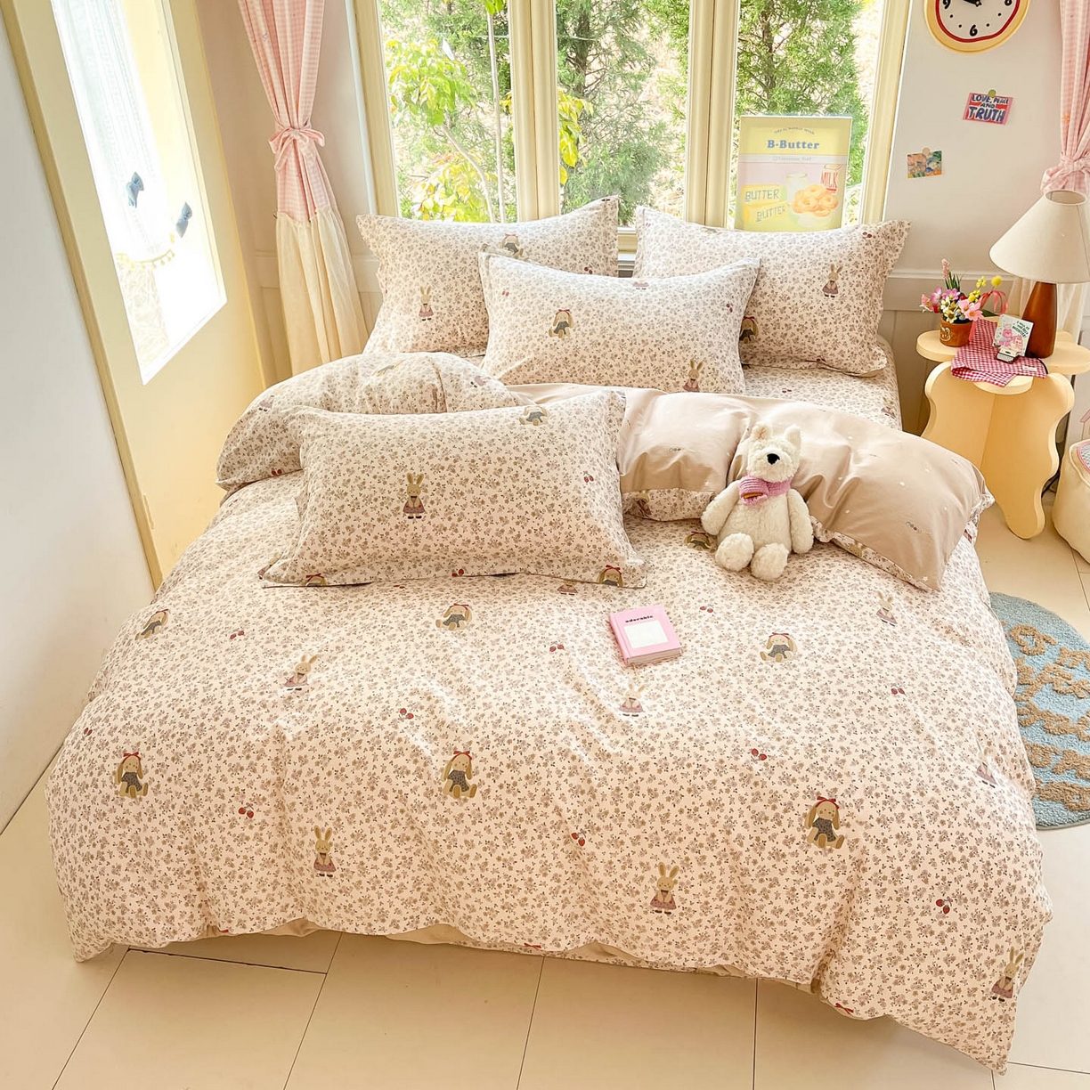 91家纺网 家纺一手货源 找家纺 莱通家纺 2026春夏新款全棉12868印花四件套单品系列-四件套 帕丁顿兔兔