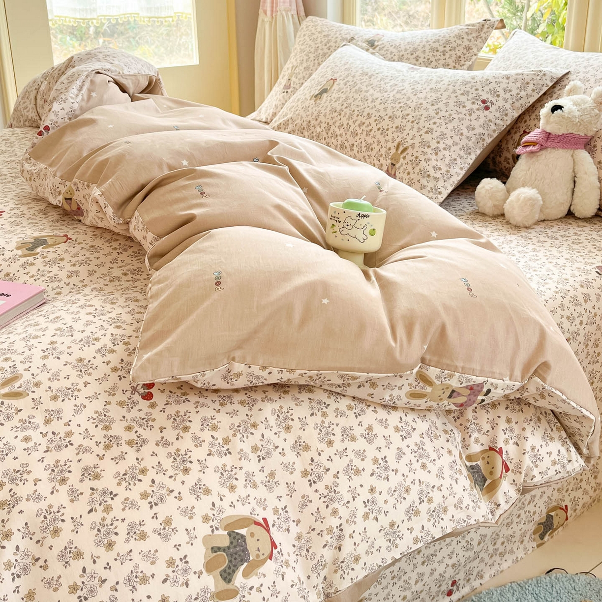 91家纺网 家纺一手货源 找家纺 莱通家纺 2026春夏新款全棉12868印花四件套单品系列-四件套 帕丁顿兔兔