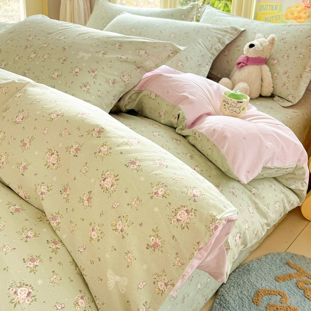 91家纺网 家纺一手货源 找家纺 莱通家纺 2026春夏新款全棉12868印花四件套单品系列-四件套 浅夏雏菊