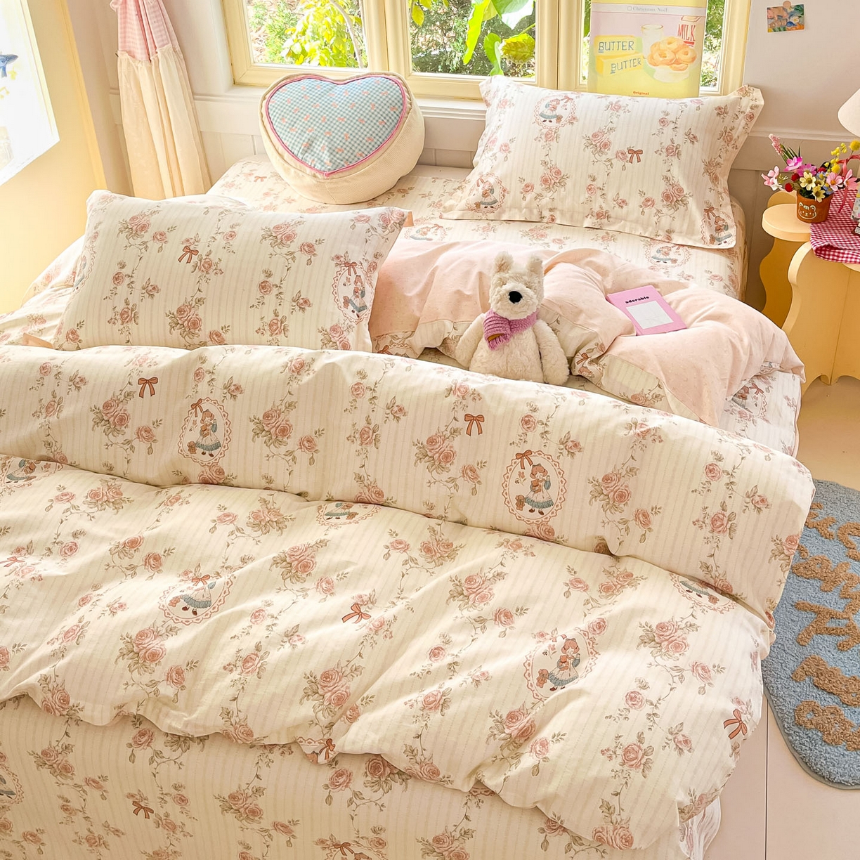 91家纺网 家纺一手货源 找家纺 莱通家纺 2026春夏新款全棉12868印花四件套单品系列-四件套 蔷薇姑娘