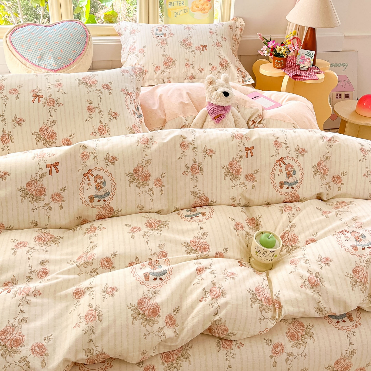 91家纺网 家纺一手货源 找家纺 莱通家纺 2026春夏新款全棉12868印花四件套单品系列-四件套 蔷薇姑娘