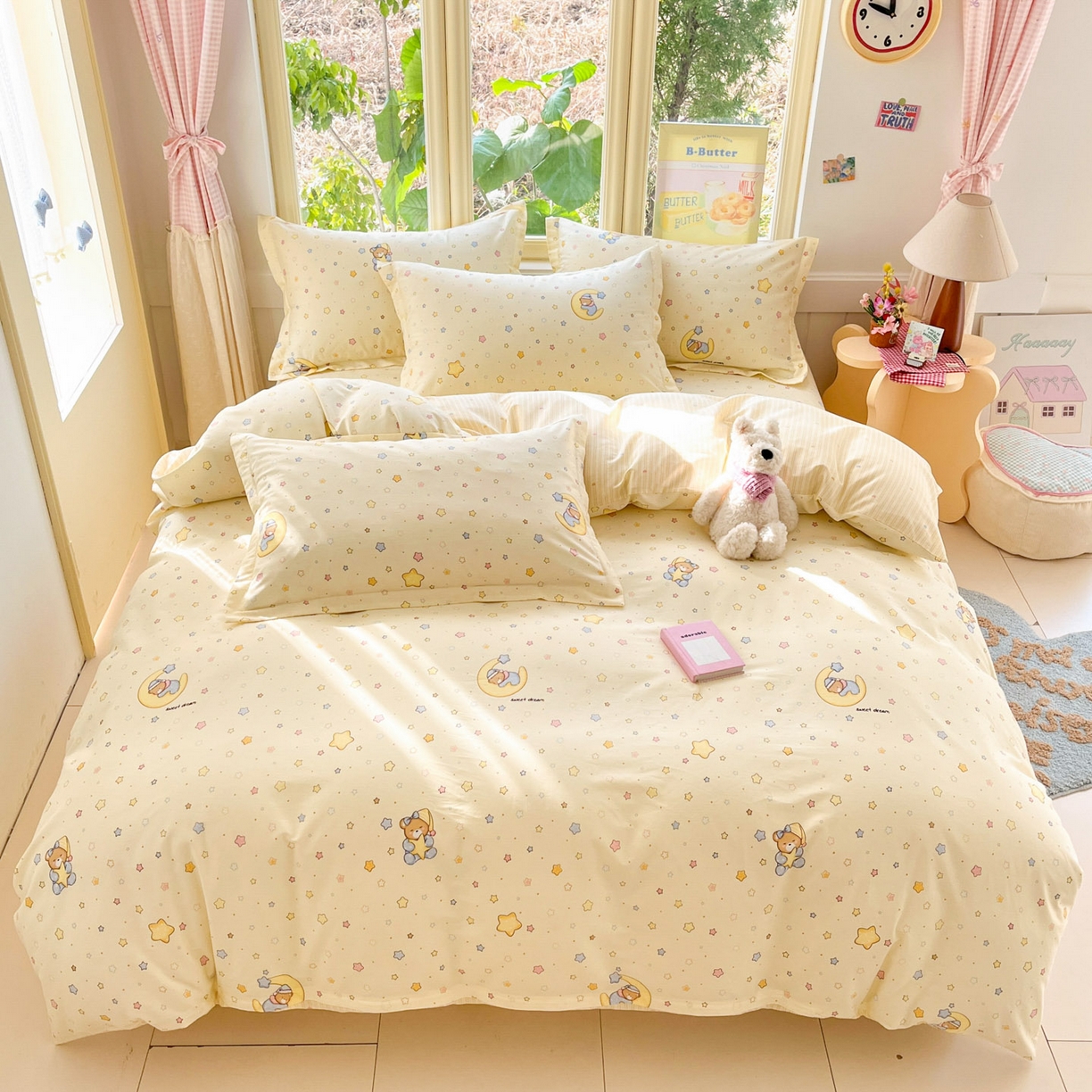 莱通家纺 2026春夏新款全棉12868印花四件套单品系列-四件套 睡梦熊