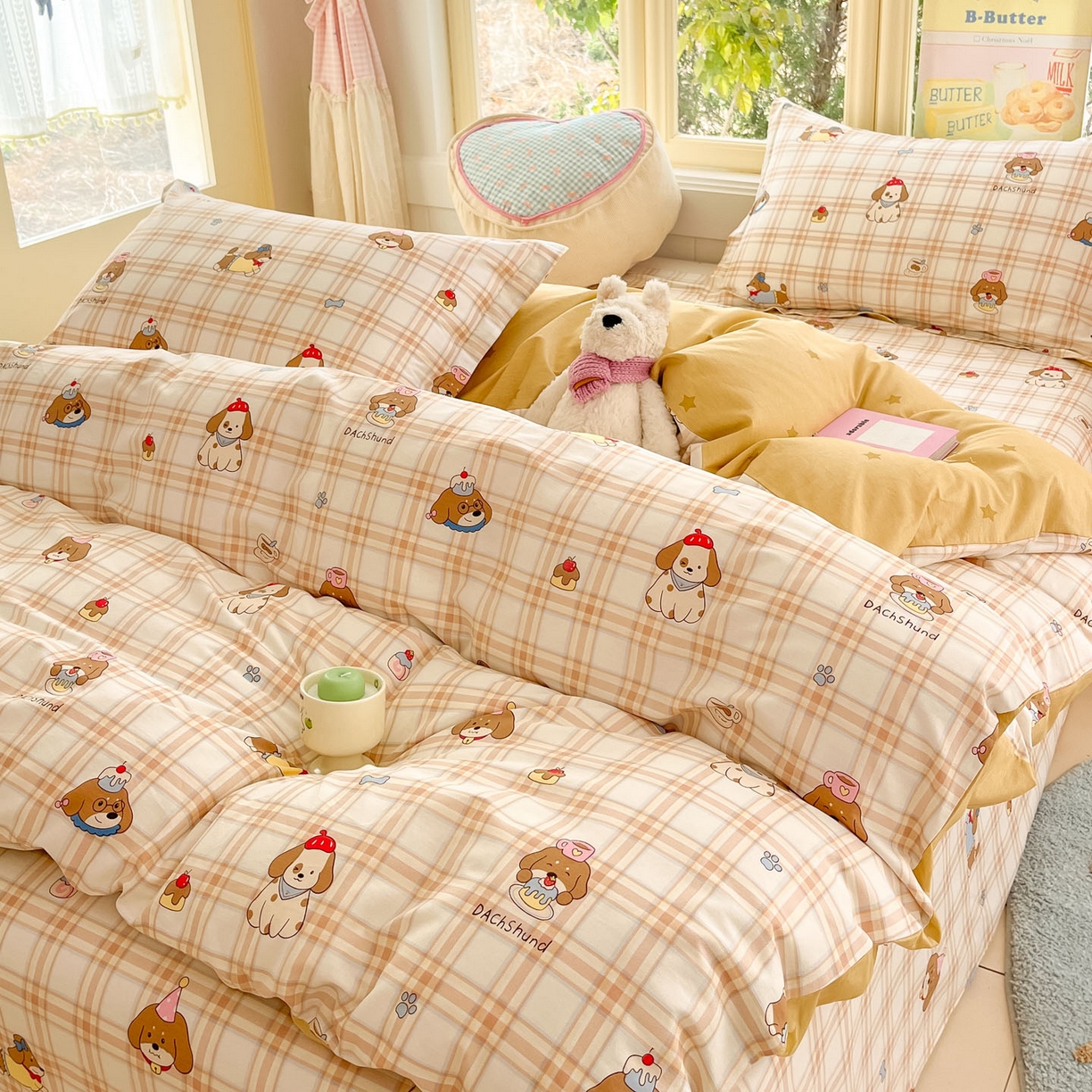 91家纺网 家纺一手货源 找家纺 莱通家纺 2026春夏新款全棉12868印花四件套单品系列-四件套 柯基小屋