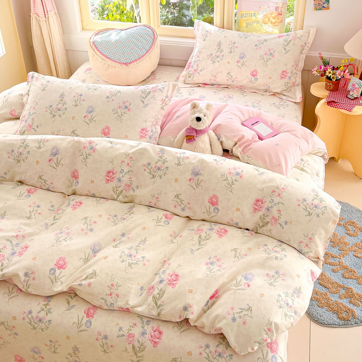 91家纺网 家纺一手货源 找家纺 莱通家纺 2026春夏新款全棉12868印花四件套单品系列-四件套 芜晴花