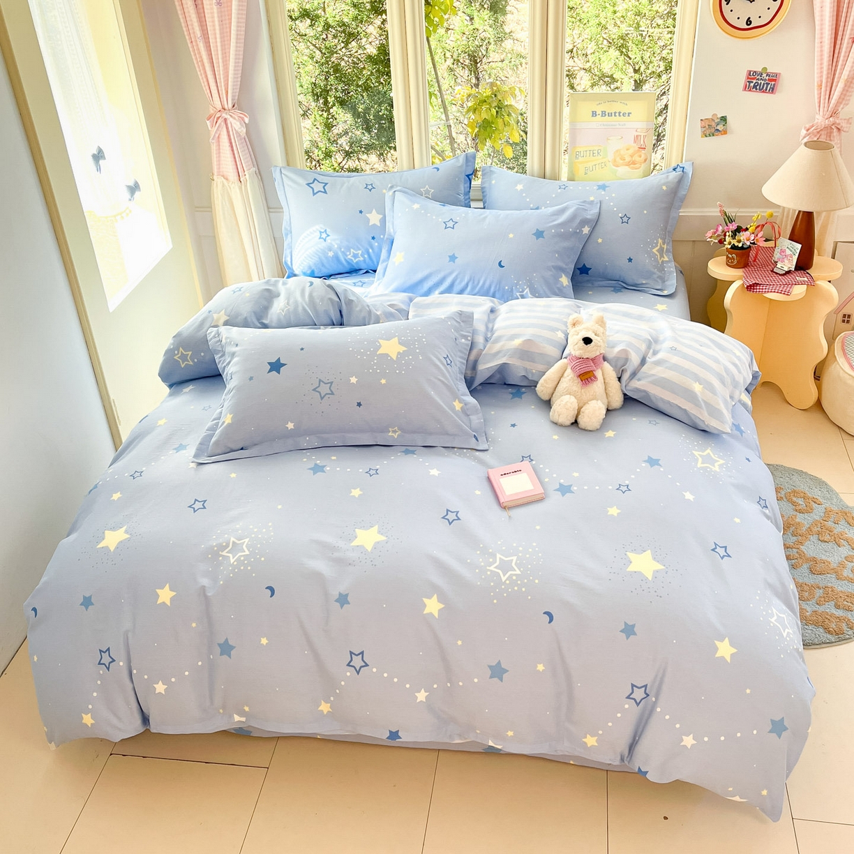 91家纺网 家纺一手货源 找家纺 莱通家纺 2026春夏新款全棉12868印花四件套单品系列-四件套 五星集