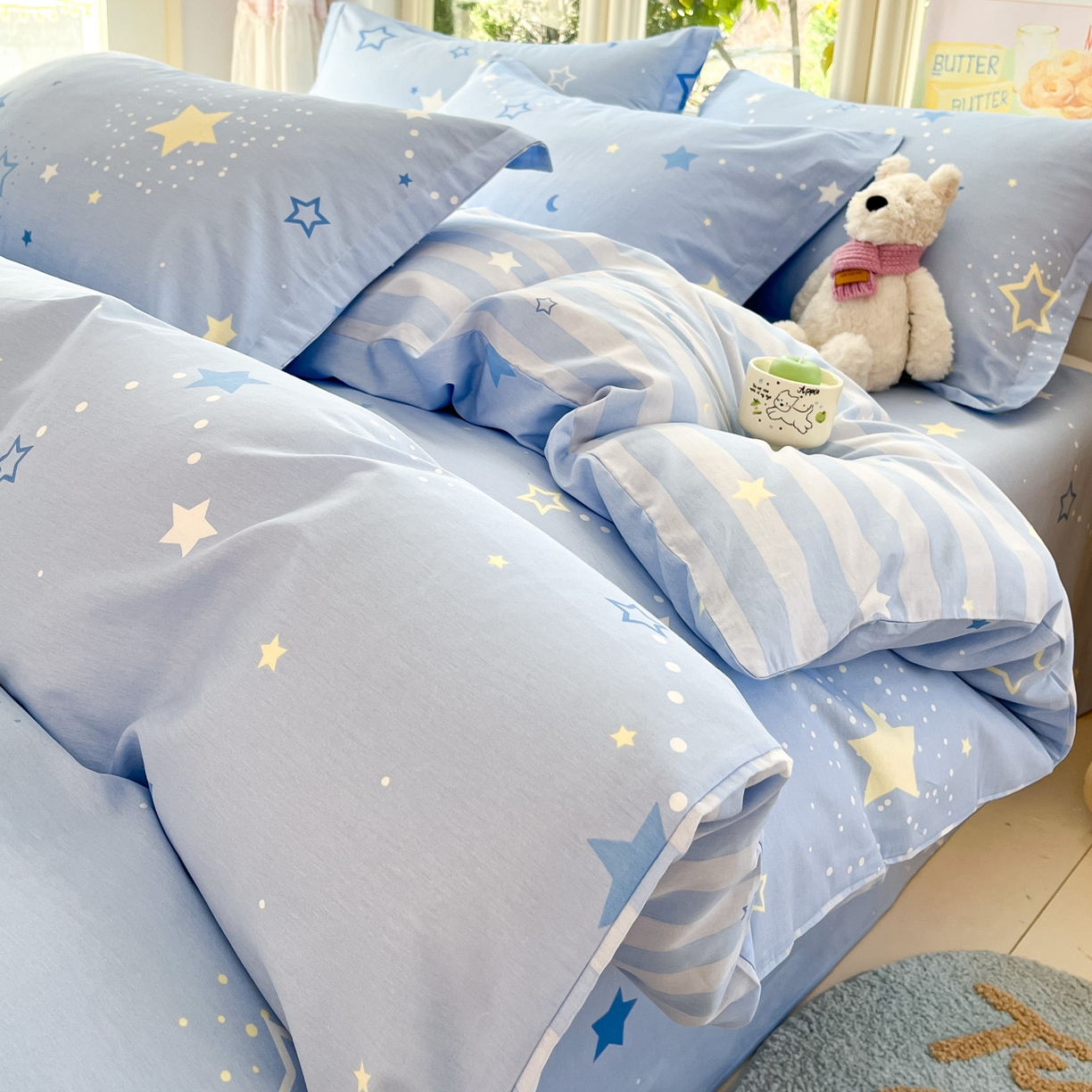 91家纺网 家纺一手货源 找家纺 莱通家纺 2026春夏新款全棉12868印花四件套单品系列-四件套 五星集