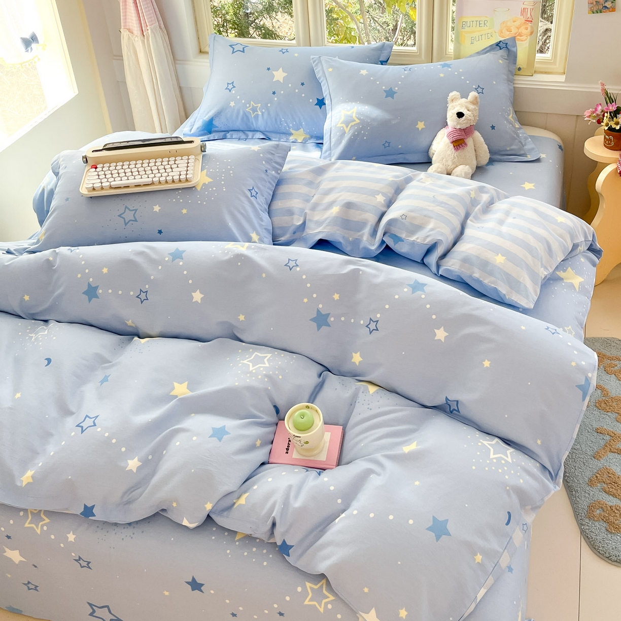 91家纺网 家纺一手货源 找家纺 莱通家纺 2026春夏新款全棉12868印花四件套单品系列-四件套 五星集