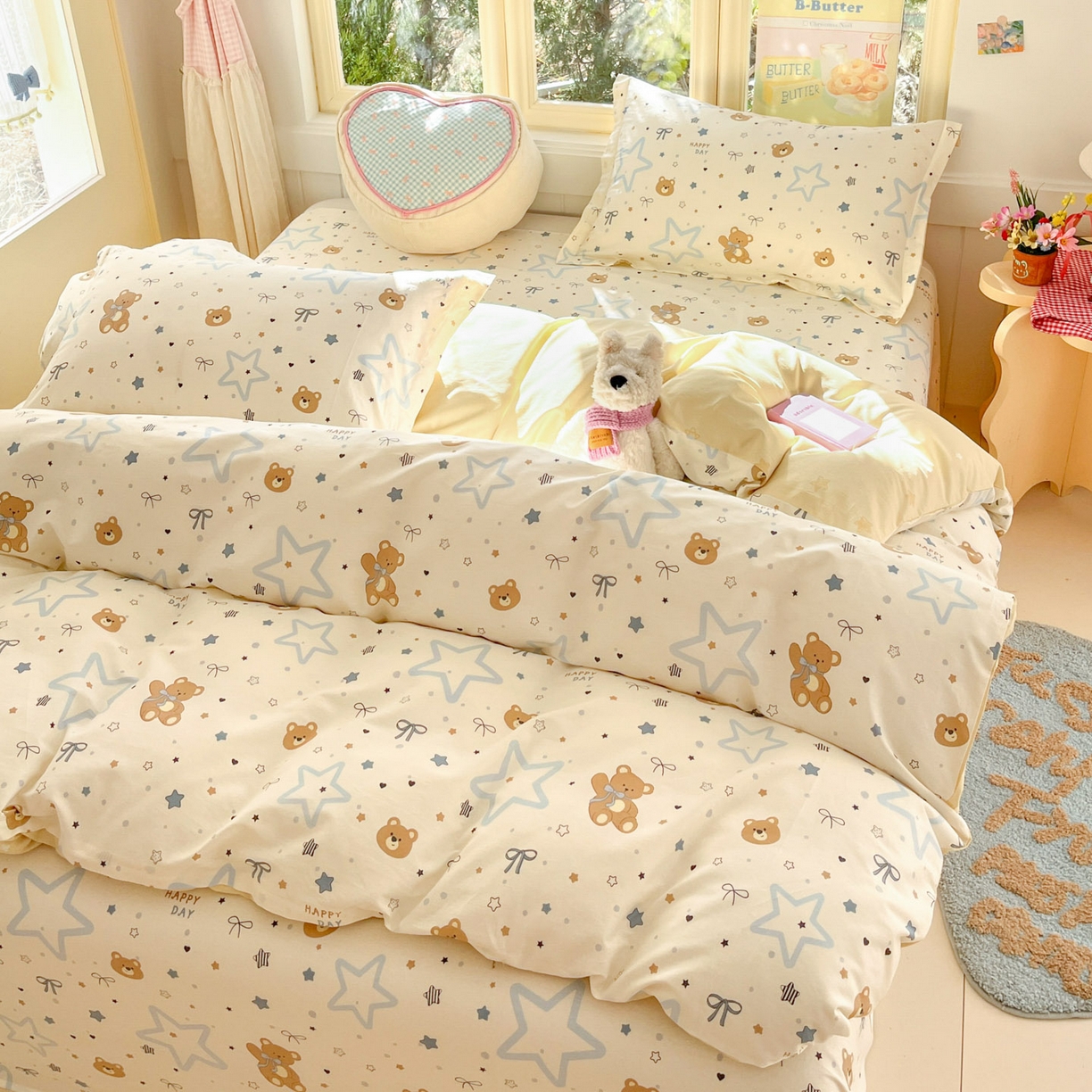 91家纺网 家纺一手货源 找家纺 莱通家纺 2026春夏新款全棉12868印花四件套单品系列-四件套 小熊天文馆