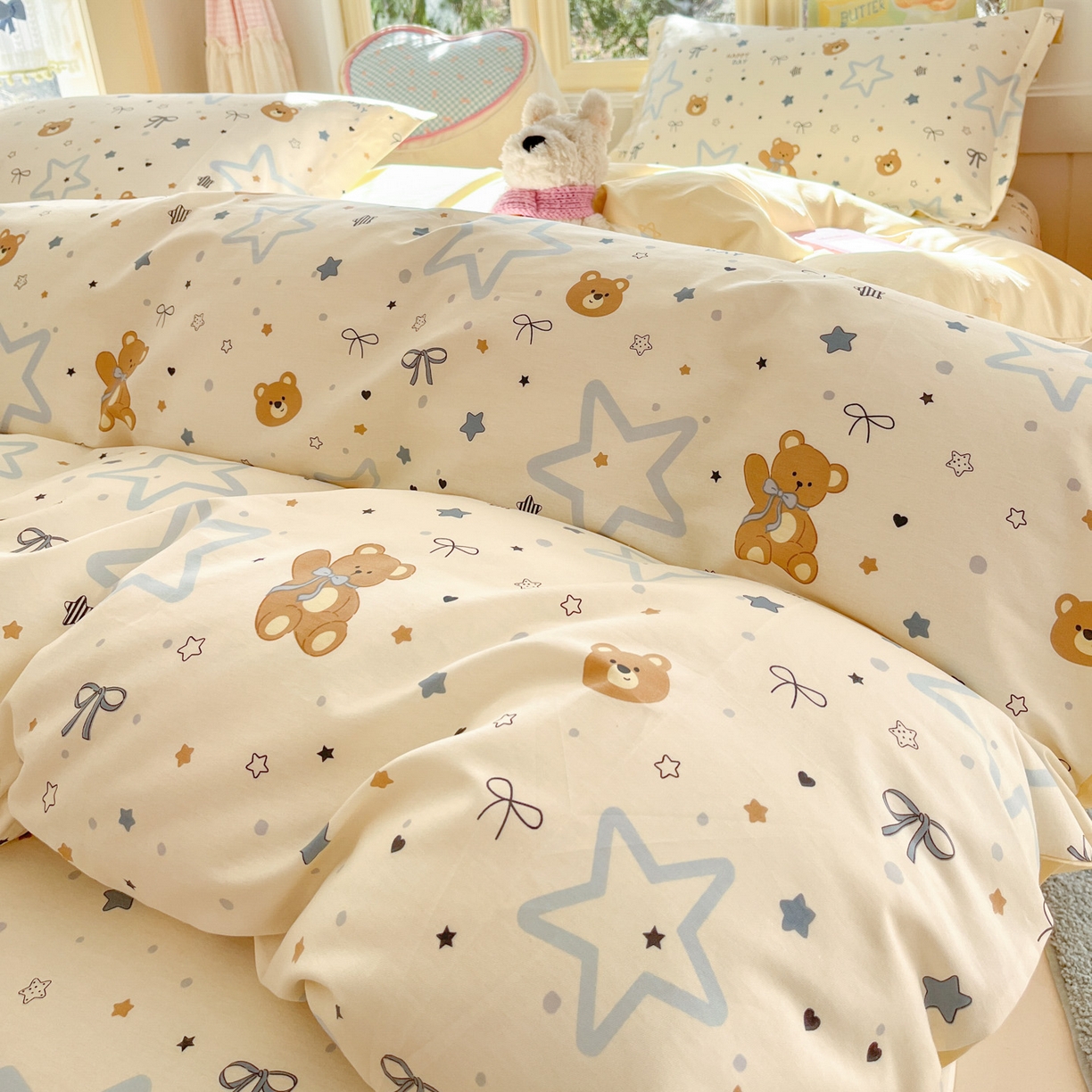 91家纺网 家纺一手货源 找家纺 莱通家纺 2026春夏新款全棉12868印花四件套单品系列-四件套 小熊天文馆