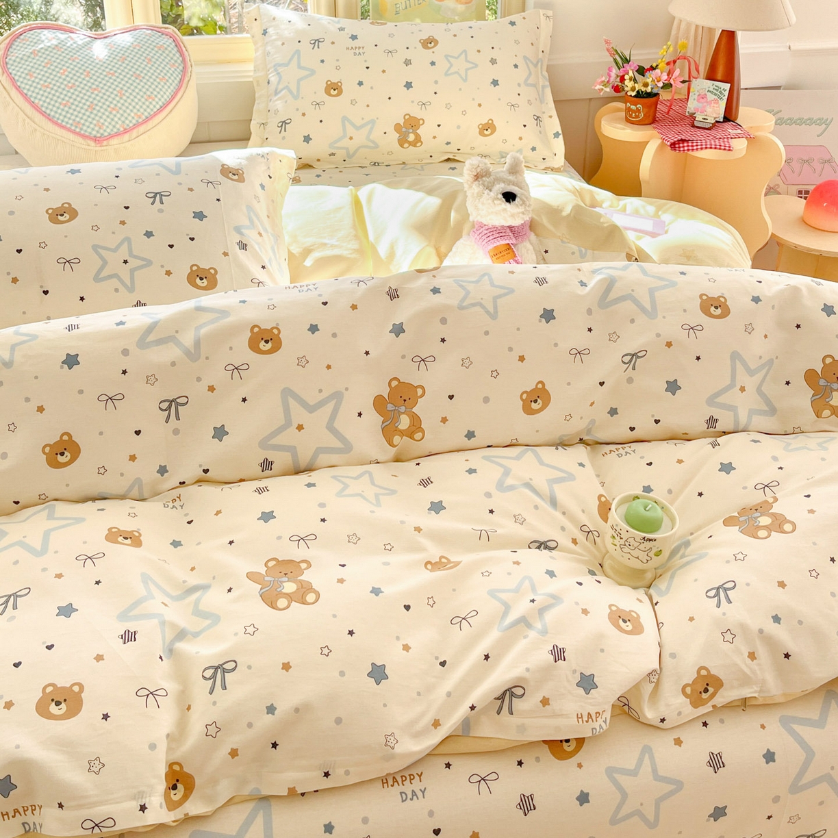 91家纺网 家纺一手货源 找家纺 莱通家纺 2026春夏新款全棉12868印花四件套单品系列-四件套 小熊天文馆