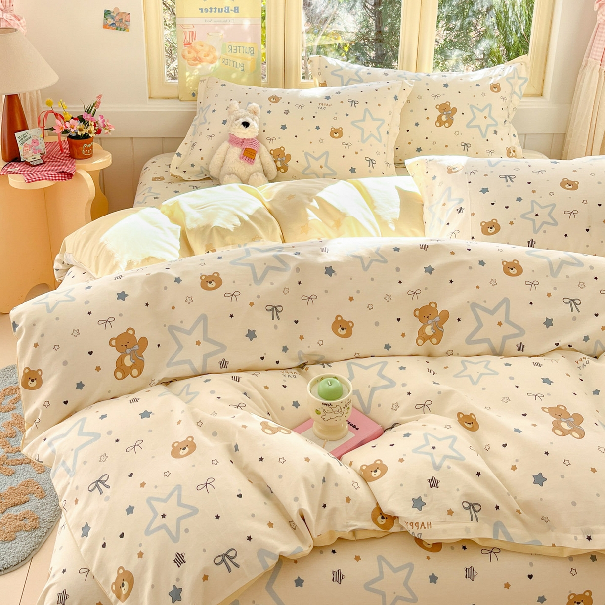 91家纺网 家纺一手货源 找家纺 莱通家纺 2026春夏新款全棉12868印花四件套单品系列-四件套 小熊天文馆