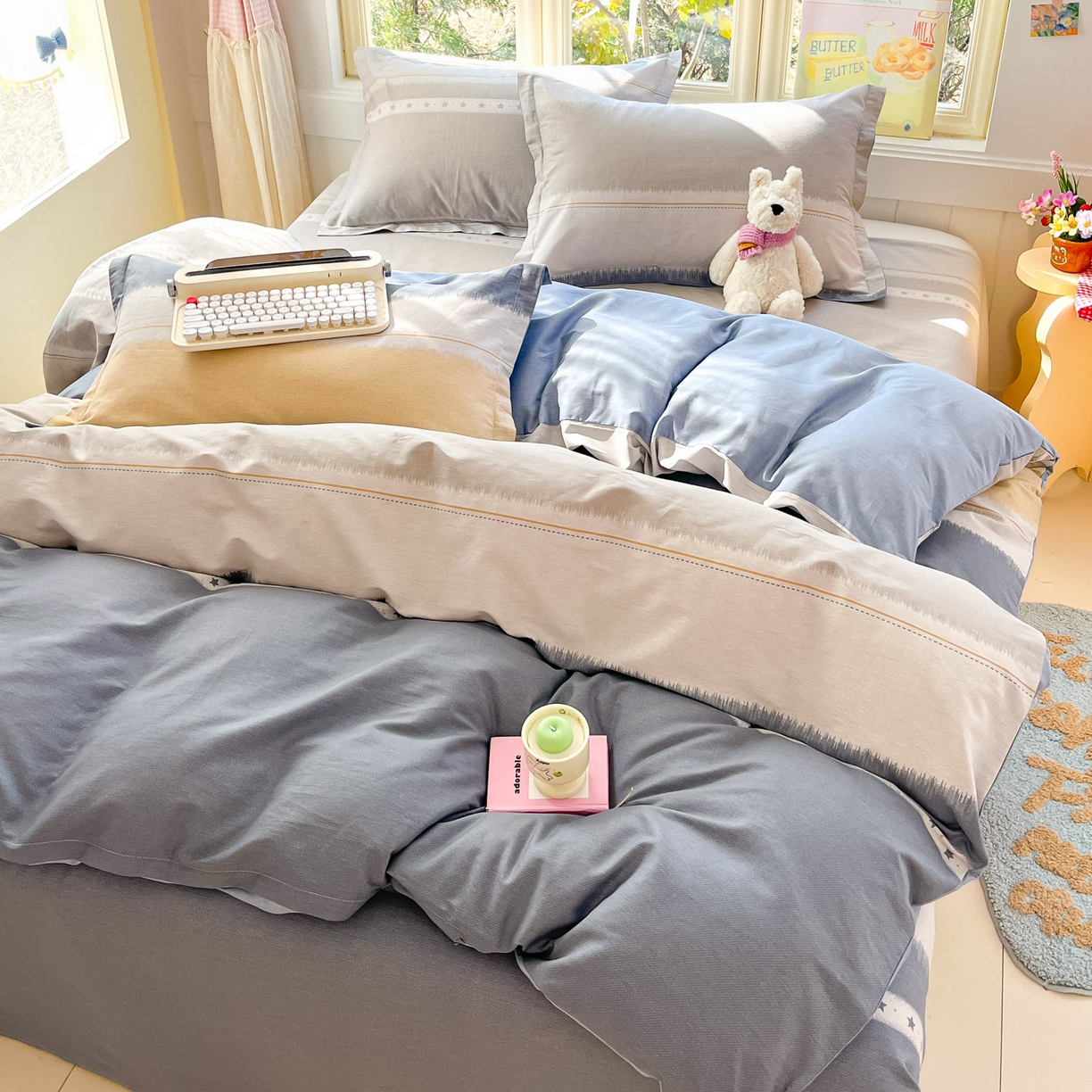 91家纺网 家纺一手货源 找家纺 莱通家纺 2026春夏新款全棉12868印花四件套单品系列-四件套 星辰大海