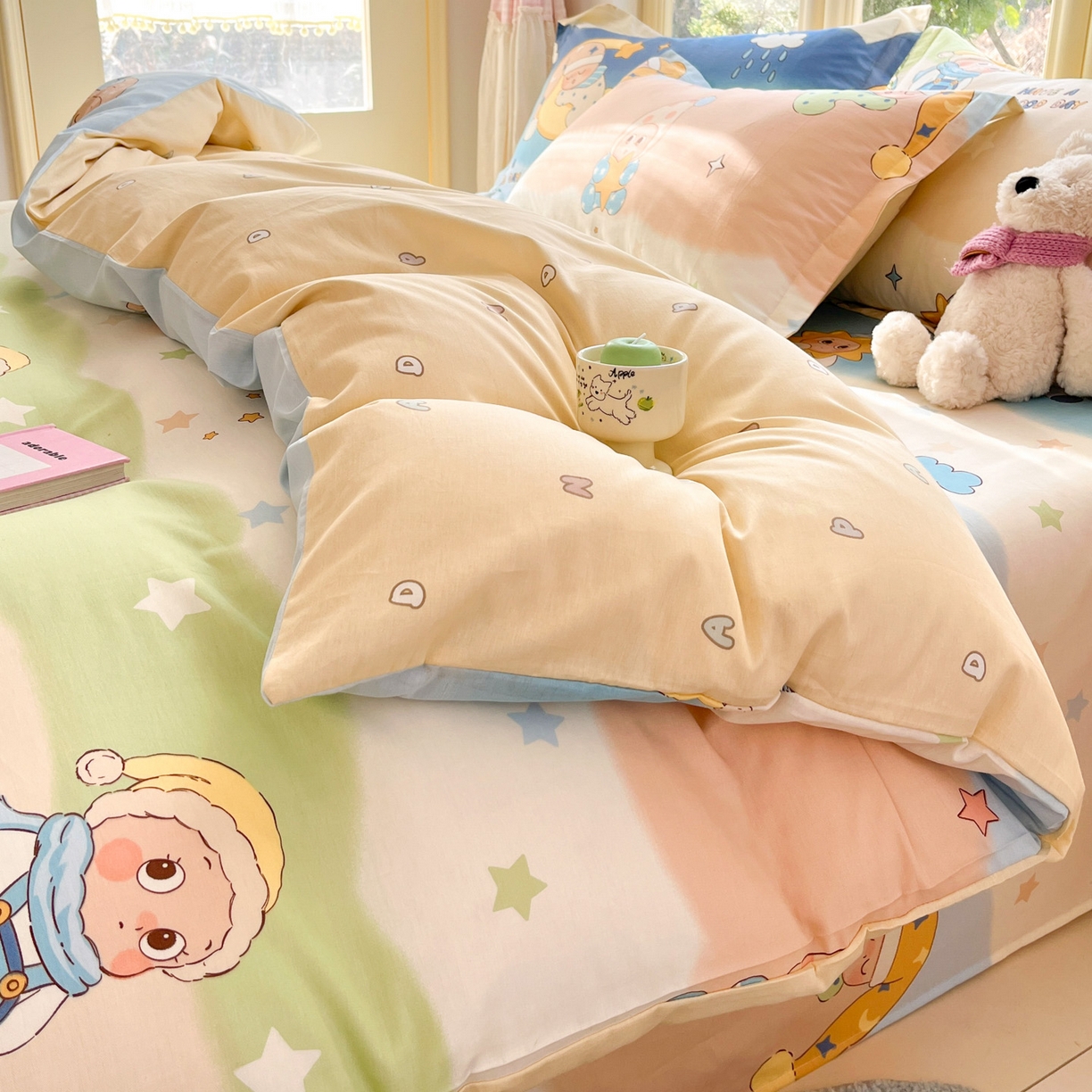 91家纺网 家纺一手货源 找家纺 莱通家纺 2026春夏新款全棉12868印花四件套单品系列-四件套 星梦童话