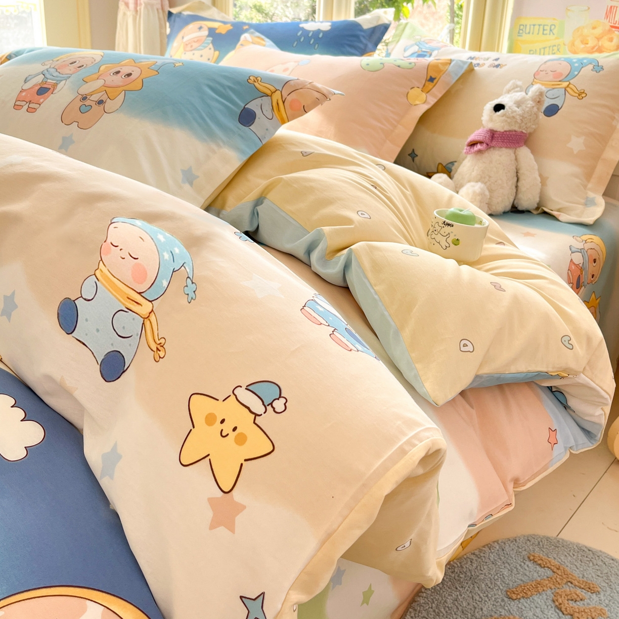 91家纺网 家纺一手货源 找家纺 莱通家纺 2026春夏新款全棉12868印花四件套单品系列-四件套 星梦童话