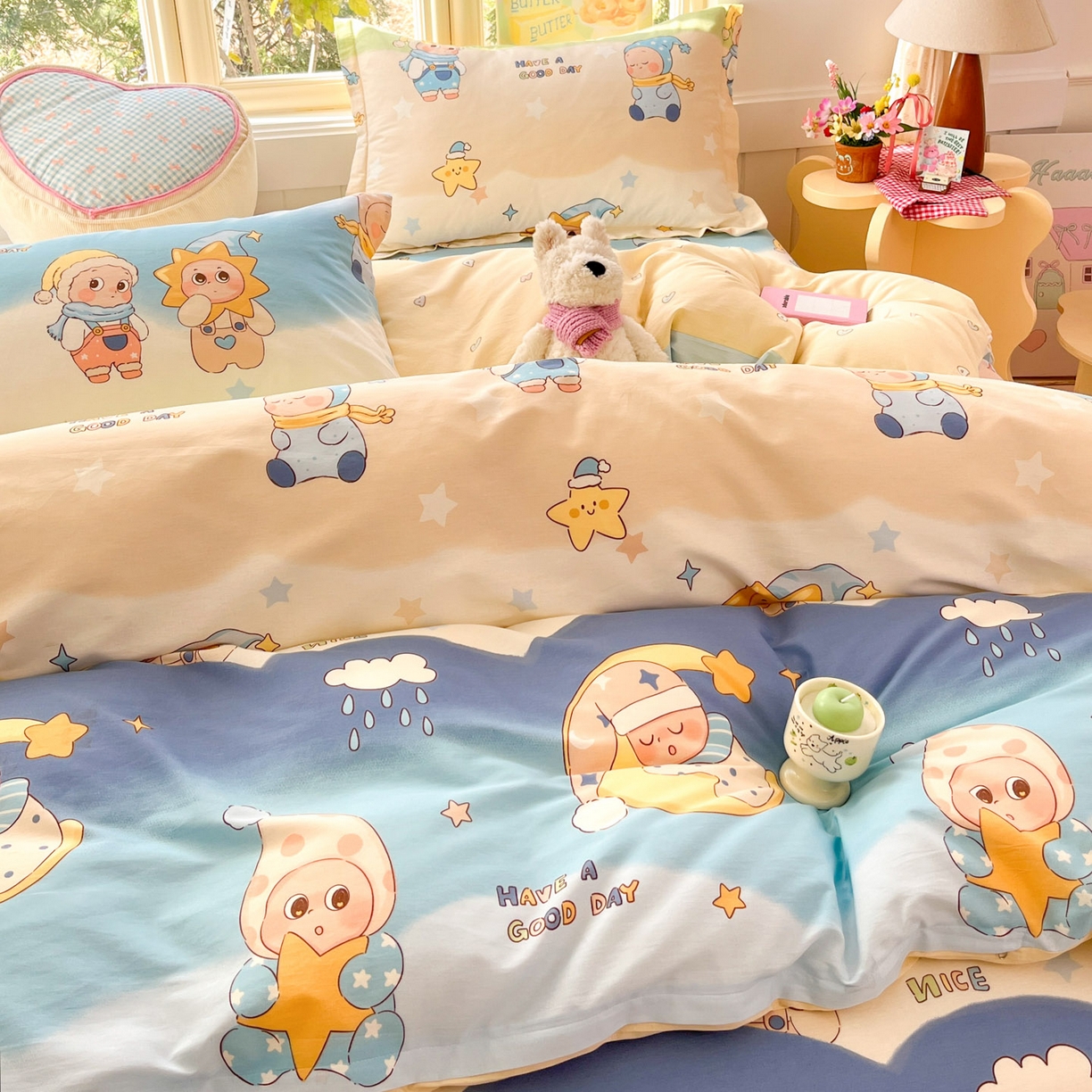 91家纺网 家纺一手货源 找家纺 莱通家纺 2026春夏新款全棉12868印花四件套单品系列-四件套 星梦童话