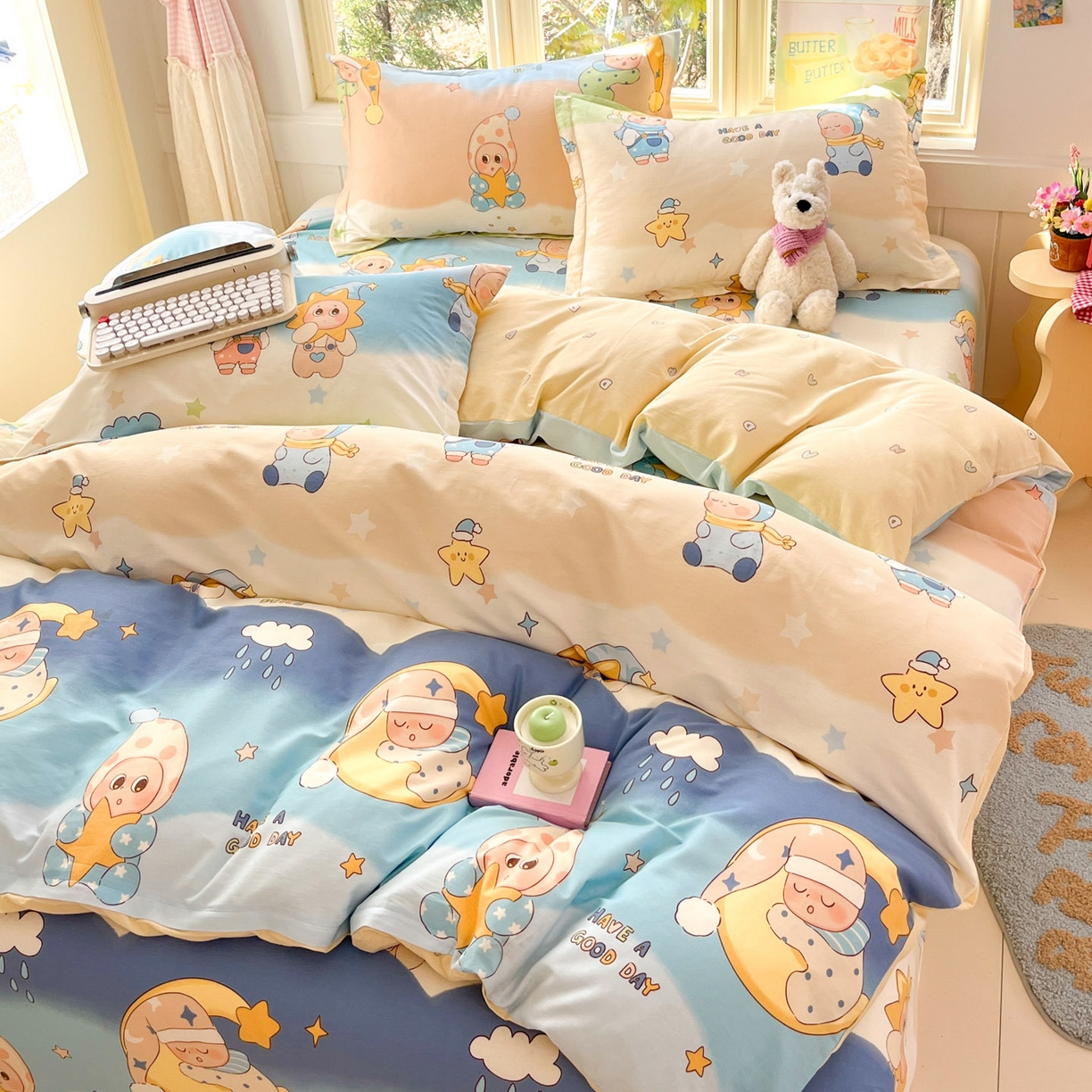 91家纺网 家纺一手货源 找家纺 莱通家纺 2026春夏新款全棉12868印花四件套单品系列-四件套 星梦童话